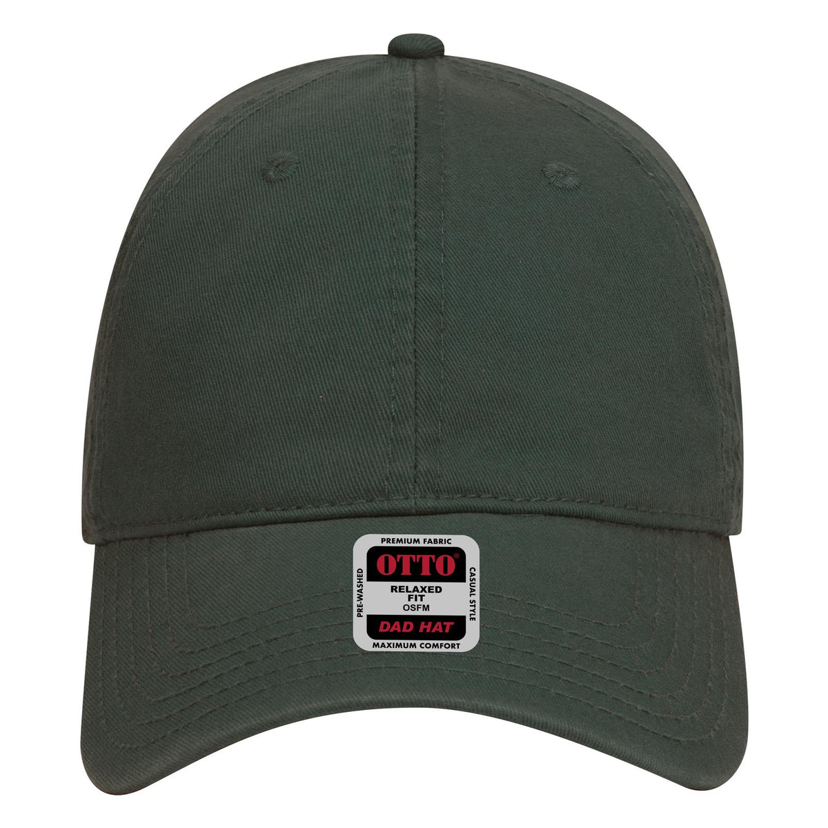 Front View of 017 - Dk. Green OTTO CAP 6 Panel Low Profile Dad Hat