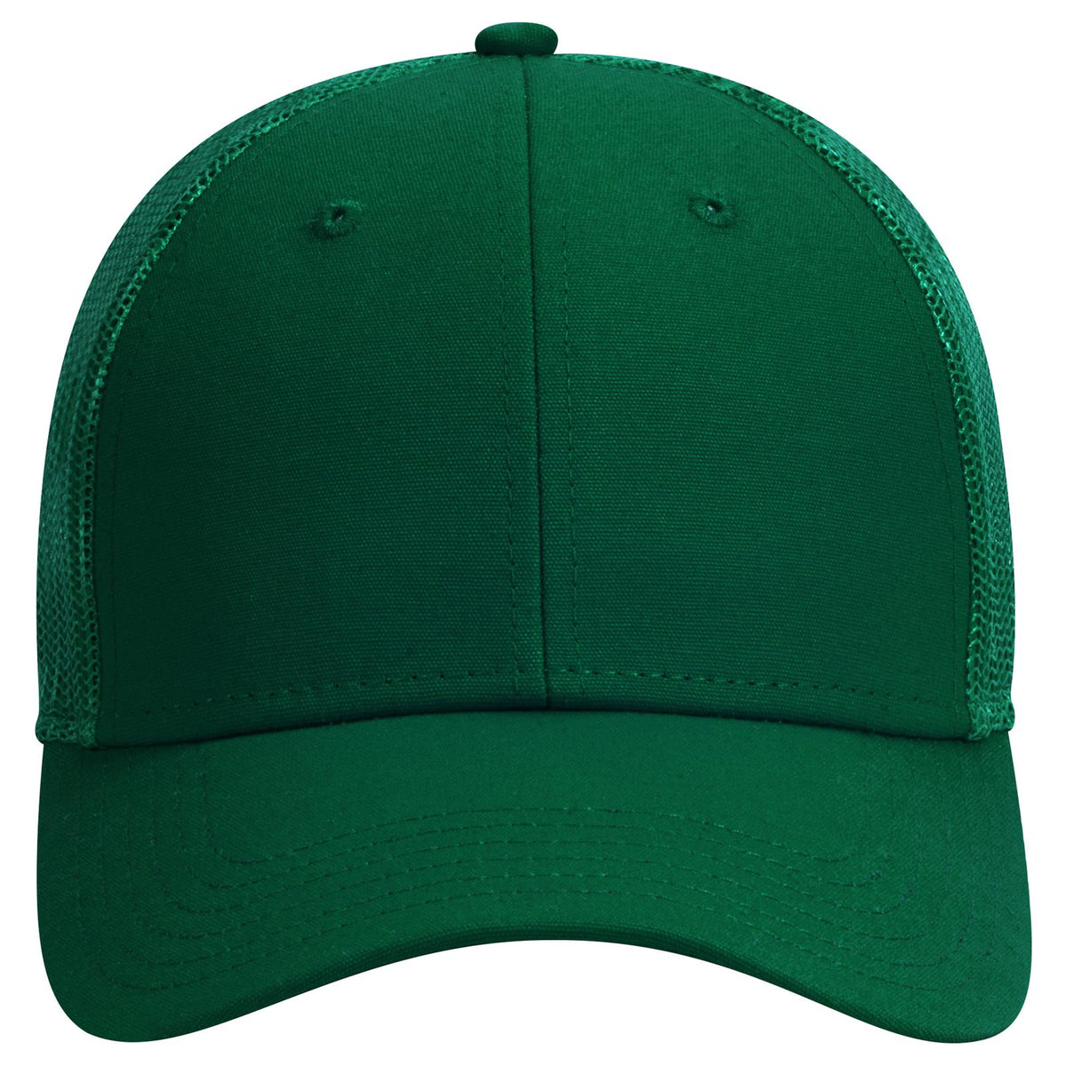 Front View of 017 - Dk. Green OTTO CAP 6 Panel Low Profile Mesh Back Trucker Hat