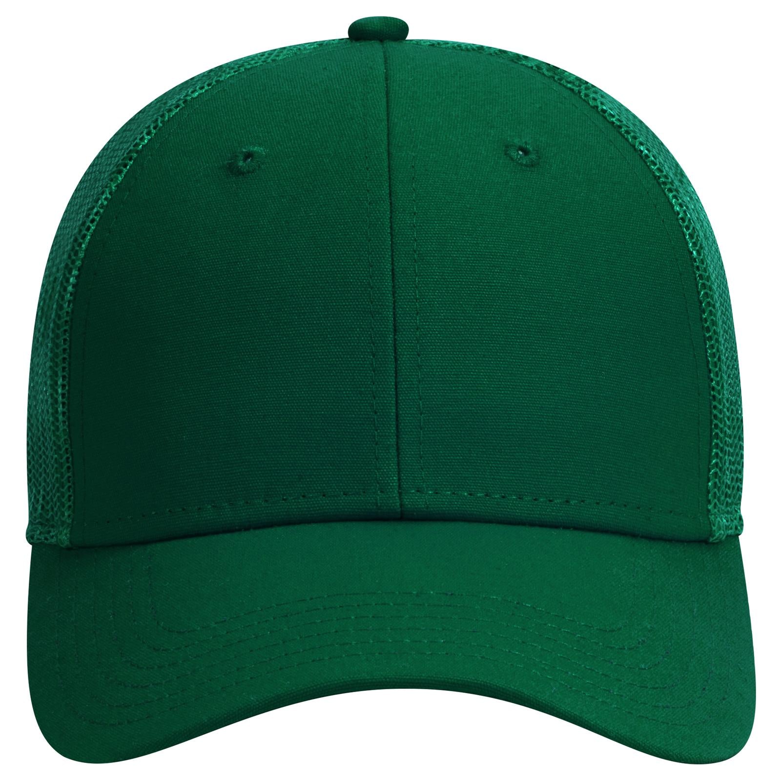 Front View of 017 - Dk. Green OTTO CAP 6 Panel Low Profile Mesh Back Trucker Hat