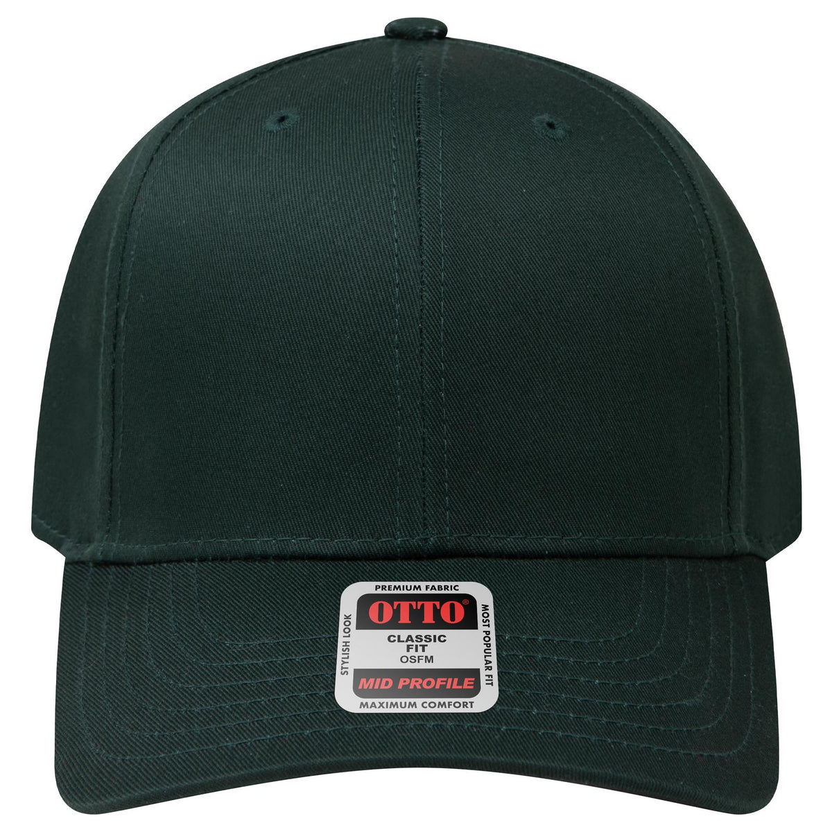 Front View of 017 - Dk. Green OTTO CAP 6 Panel Mid Profile Baseball Cap