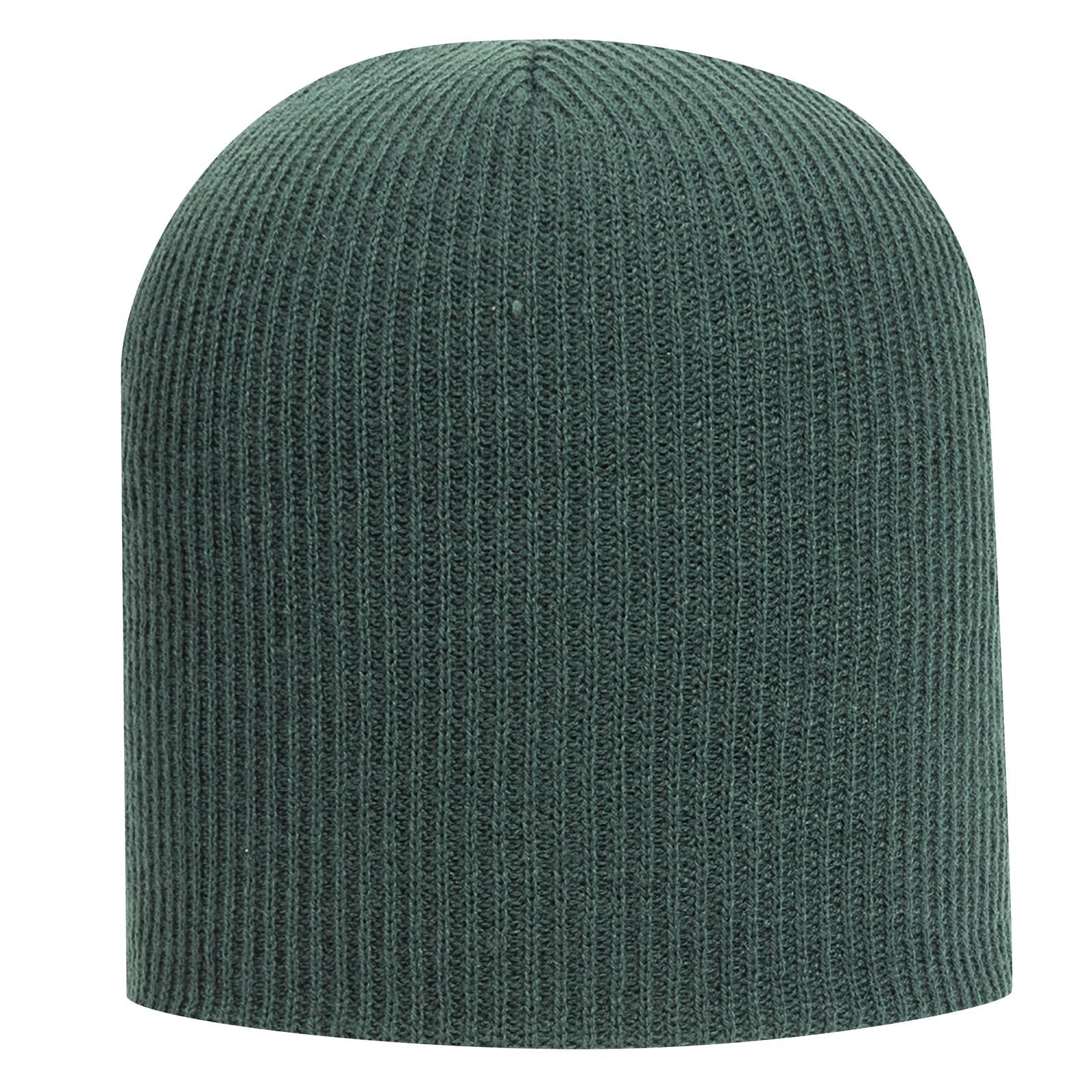Front View of 017 - Dk. Green OTTO CAP 9 1/2" Premium Rib Knit Beanie