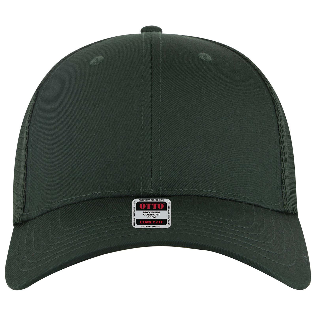 Front View of 017 - Dk. Green OTTO CAP "OTTO COMFY FIT" 6 Panel Low Profile Mesh Back Trucker Hat