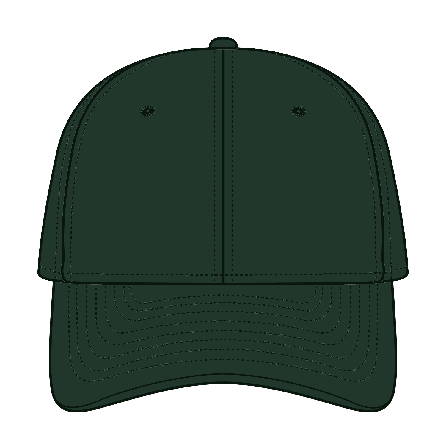 Front View of 017 - Dk. Green OTTO CAP "OTTO FLEX" Fitted 6 Panel Low Profile Dad Hat