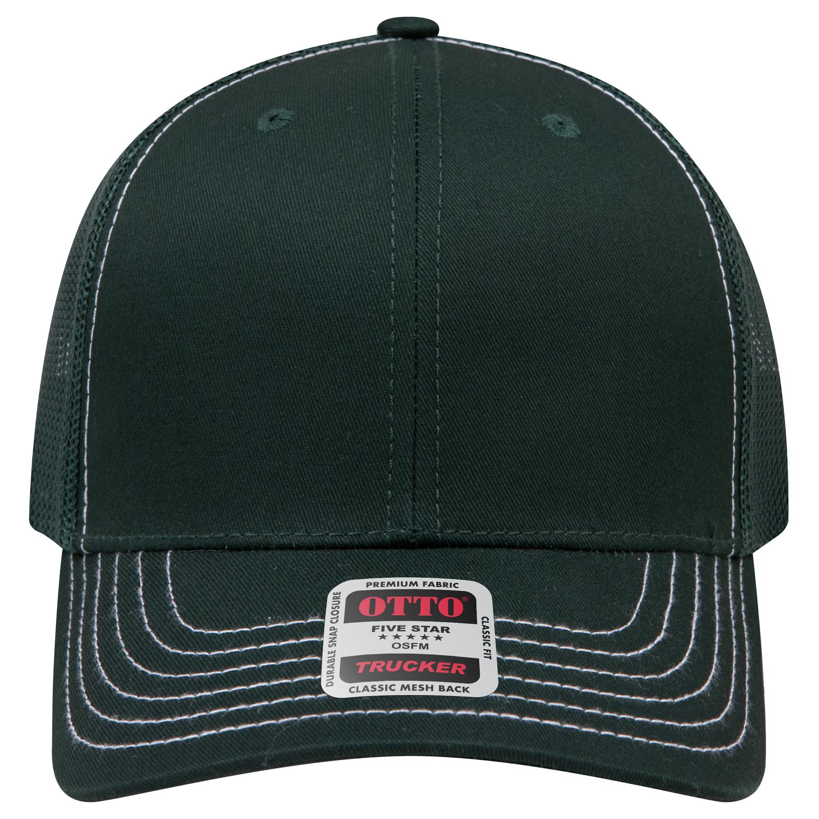 Right View of 017A - Dk. Green OTTO CAP 6 Panel Mid Profile Mesh Back Trucker Hat