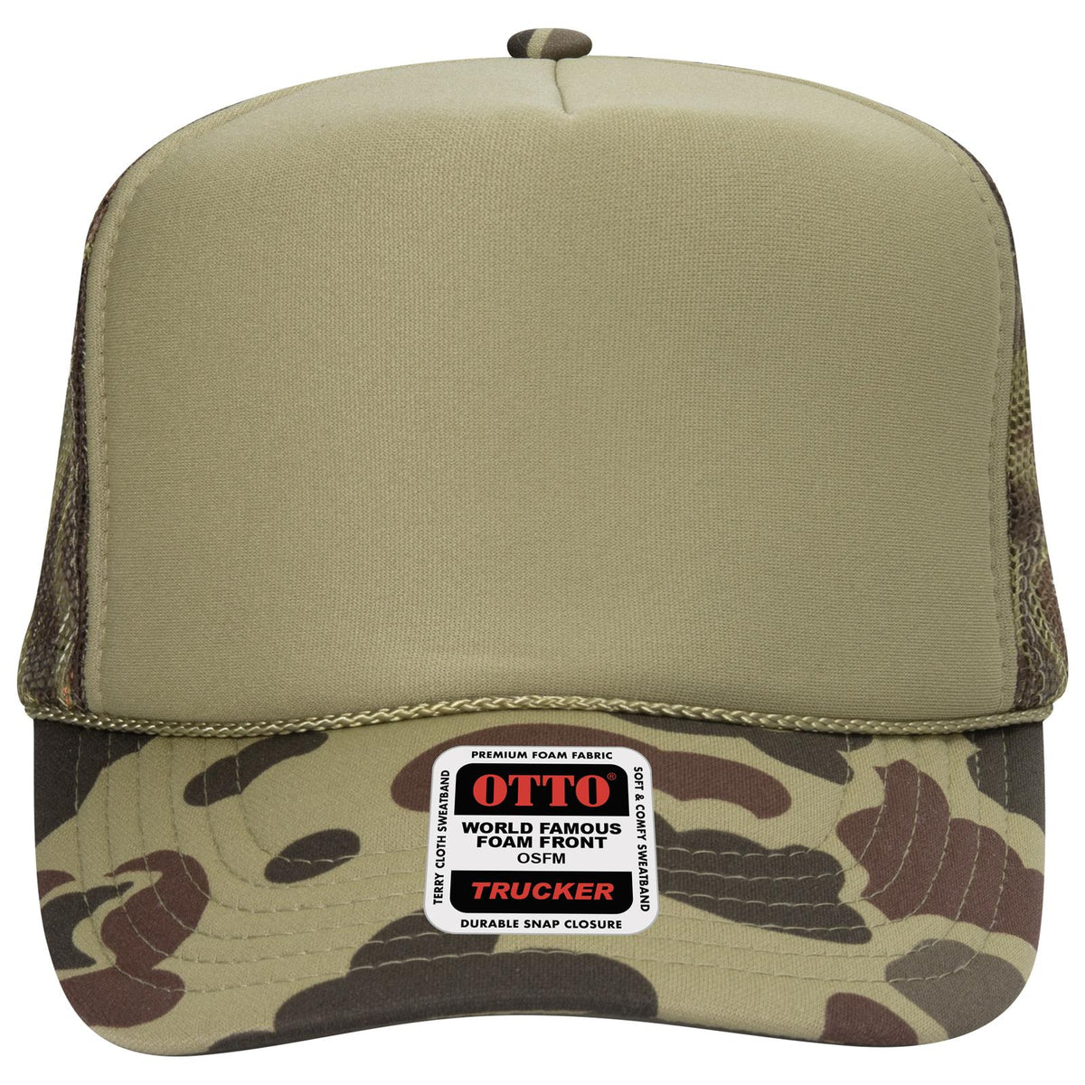 Front View of 018CPA OTTO CAP 5 Panel High Crown Mesh Back Trucker Hat