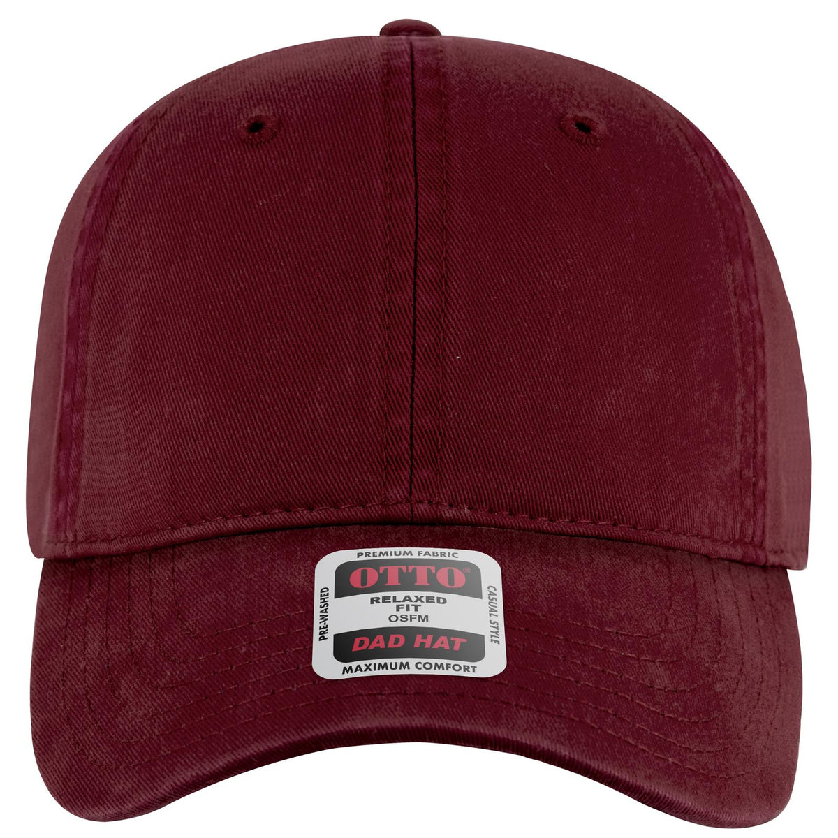 Front View of 019 - Burg. Marn OTTO CAP 6 Panel Low Profile Dad Hat