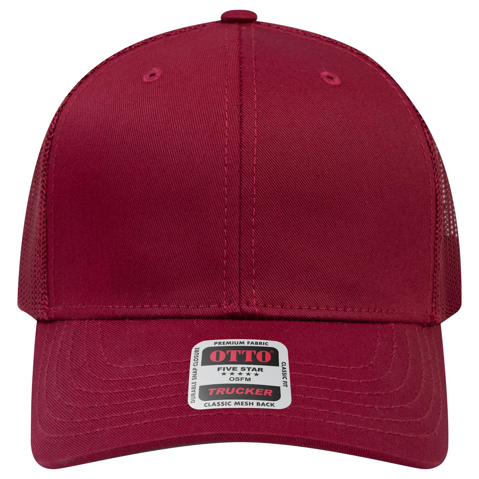 Right View of 019 - Burg. Marn OTTO CAP 6 Panel Mid Profile Mesh Back Trucker Hat