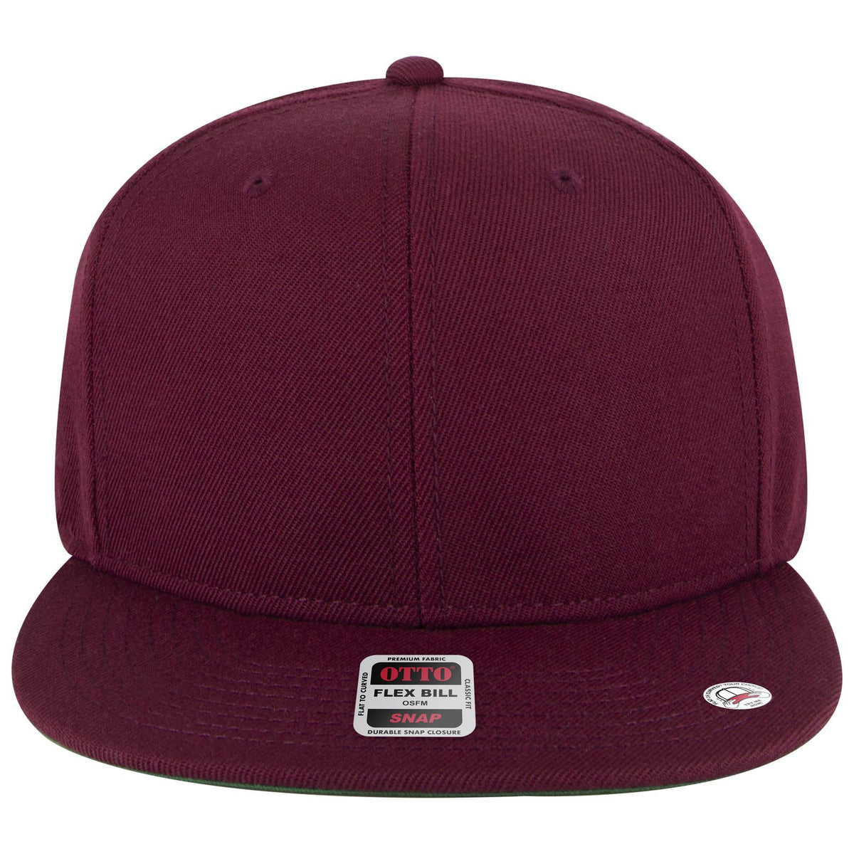 Front View of 019A - Burg. Marn OTTO CAP "OTTO SNAP" 6 Panel Pro Style Snapback Hat