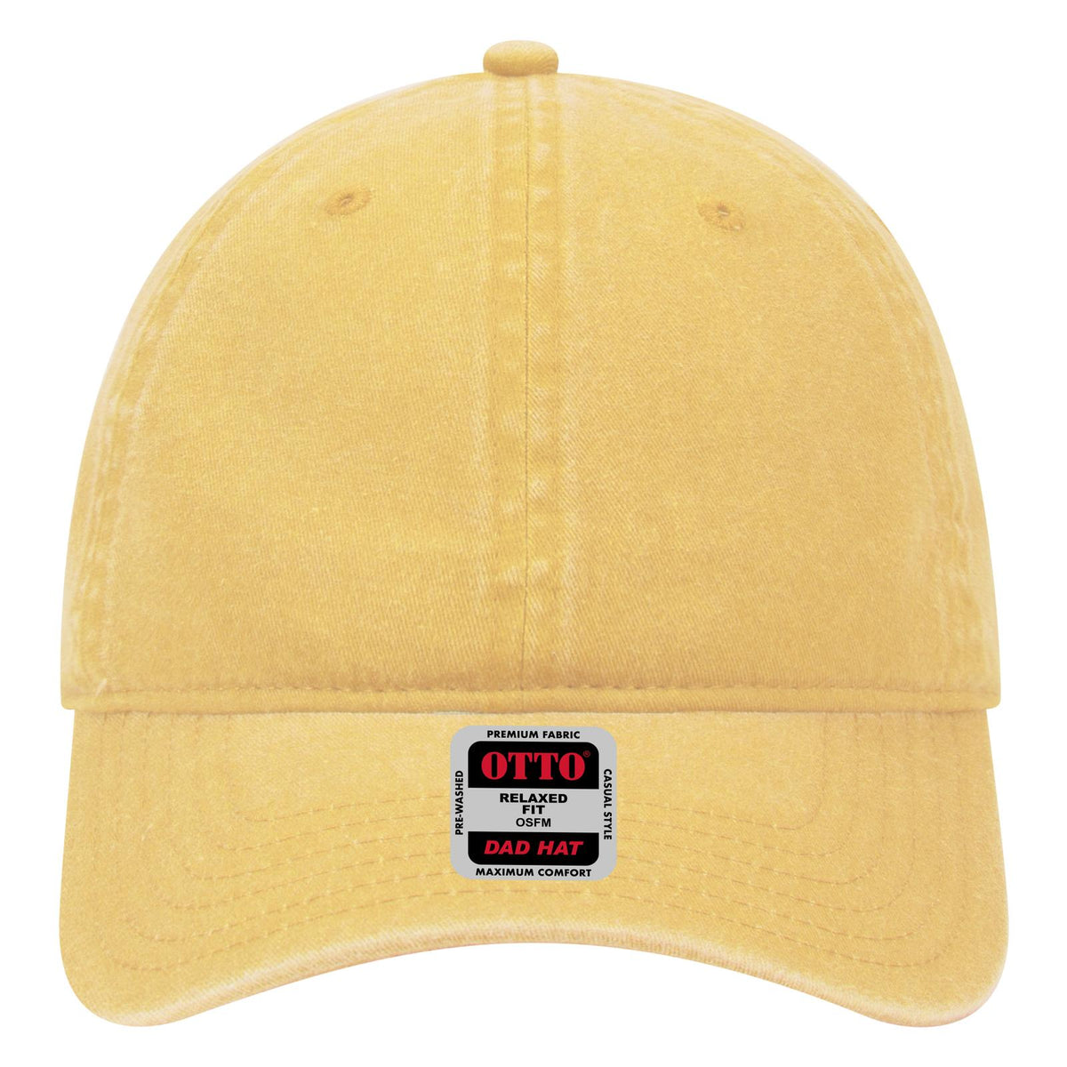 Front View of 020 - Yellow OTTO CAP 6 Panel Low Profile Dad Hat