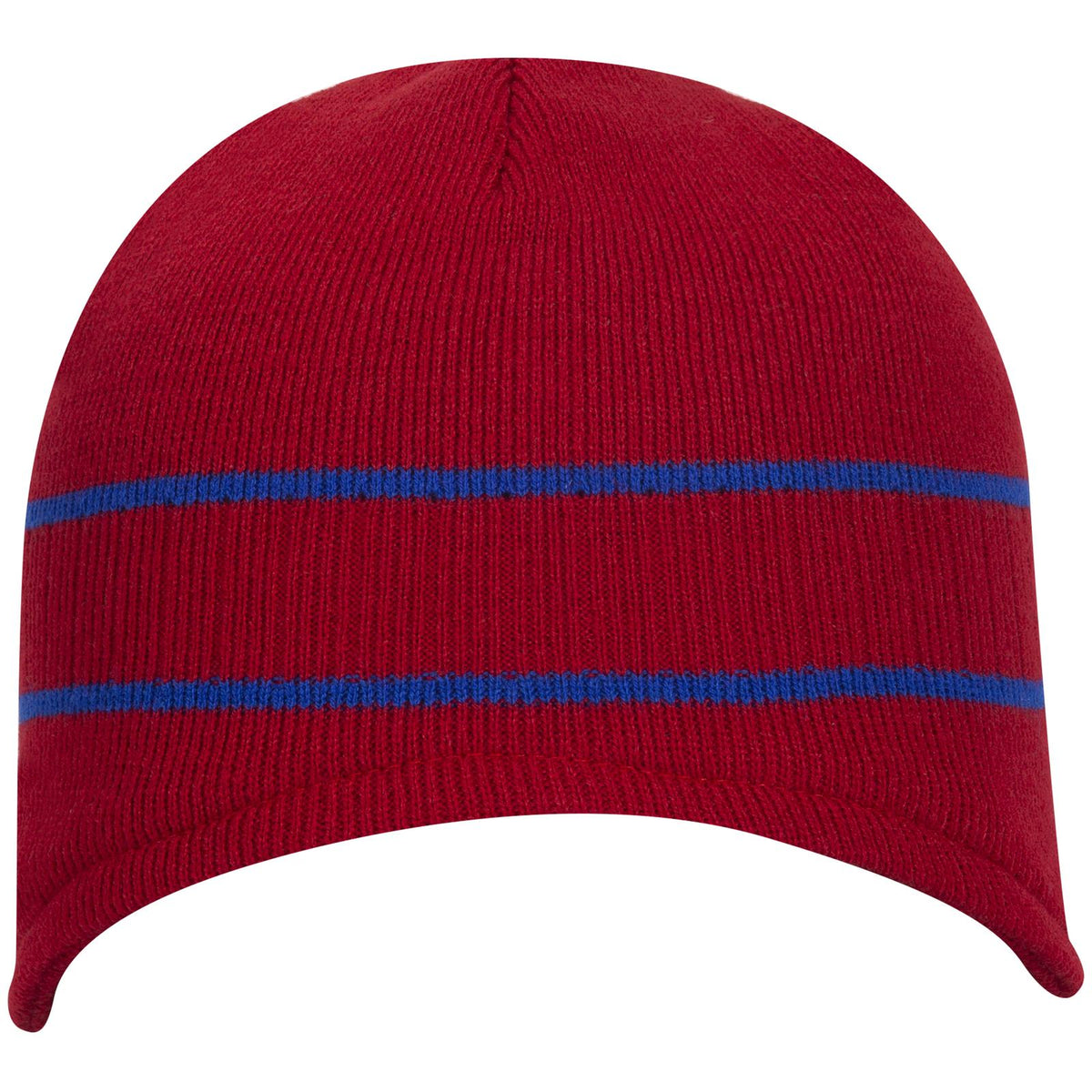 Front View of 0201 - Red/Ryl OTTO CAP Beanie with Stripes
