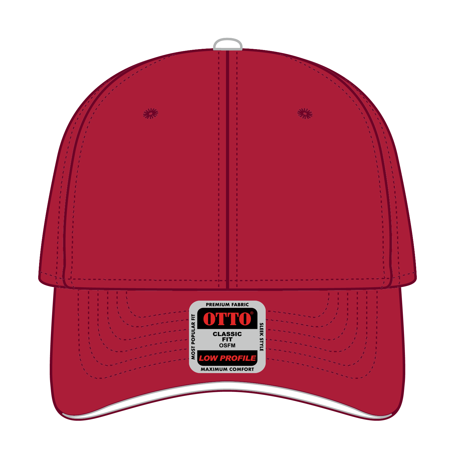 Front View of 020216 - Red/Red/Wht OTTO CAP 6 Panel Low Profile Baseball Cap