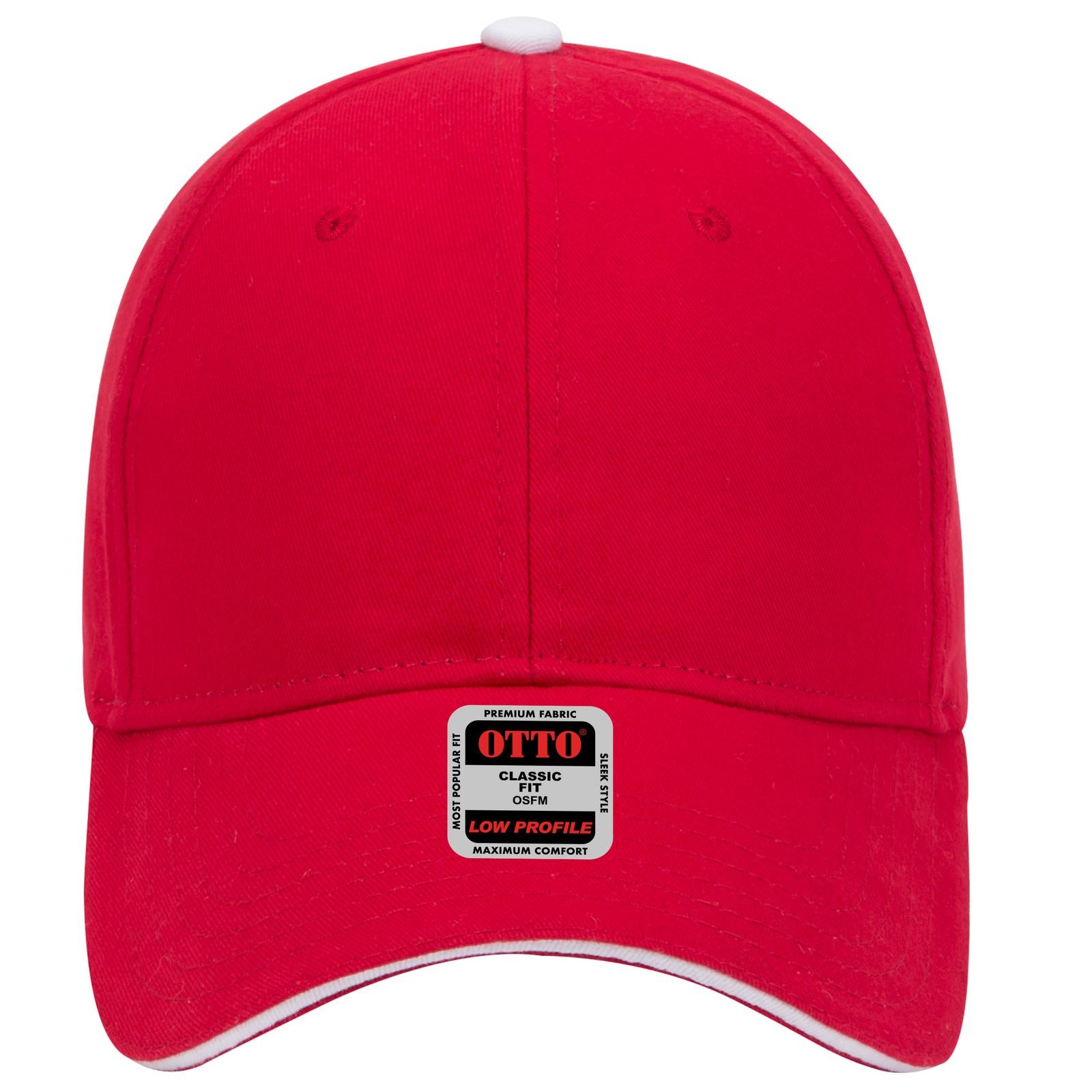 Right View of 020216 - Red/Red/Wht OTTO CAP 6 Panel Low Profile Baseball Cap
