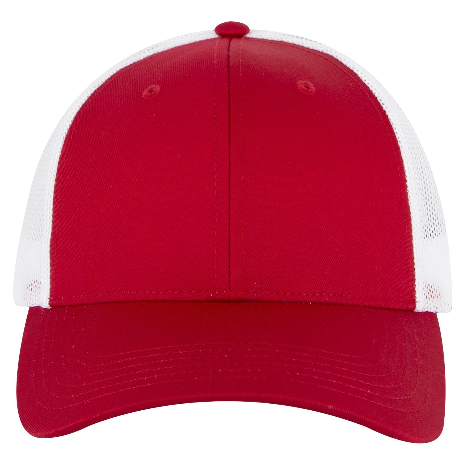 Right View of 020216 - Red/Red/Wht OTTO CAP 6 Panel Low Profile Mesh Back Trucker Hat