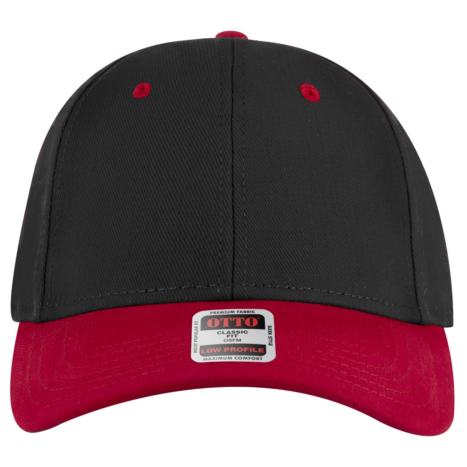 Right View of 0203 - Red/Blk OTTO CAP 6 Panel Low Profile Baseball Cap
