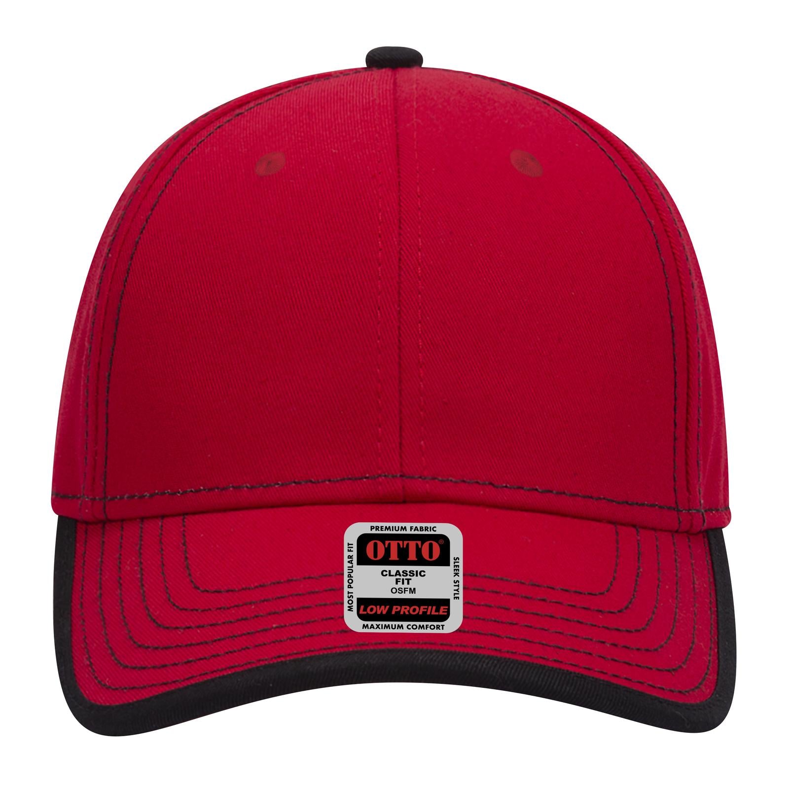 Right View of 0203 - Red/Blk OTTO CAP 6 Panel Low Profile Baseball Cap