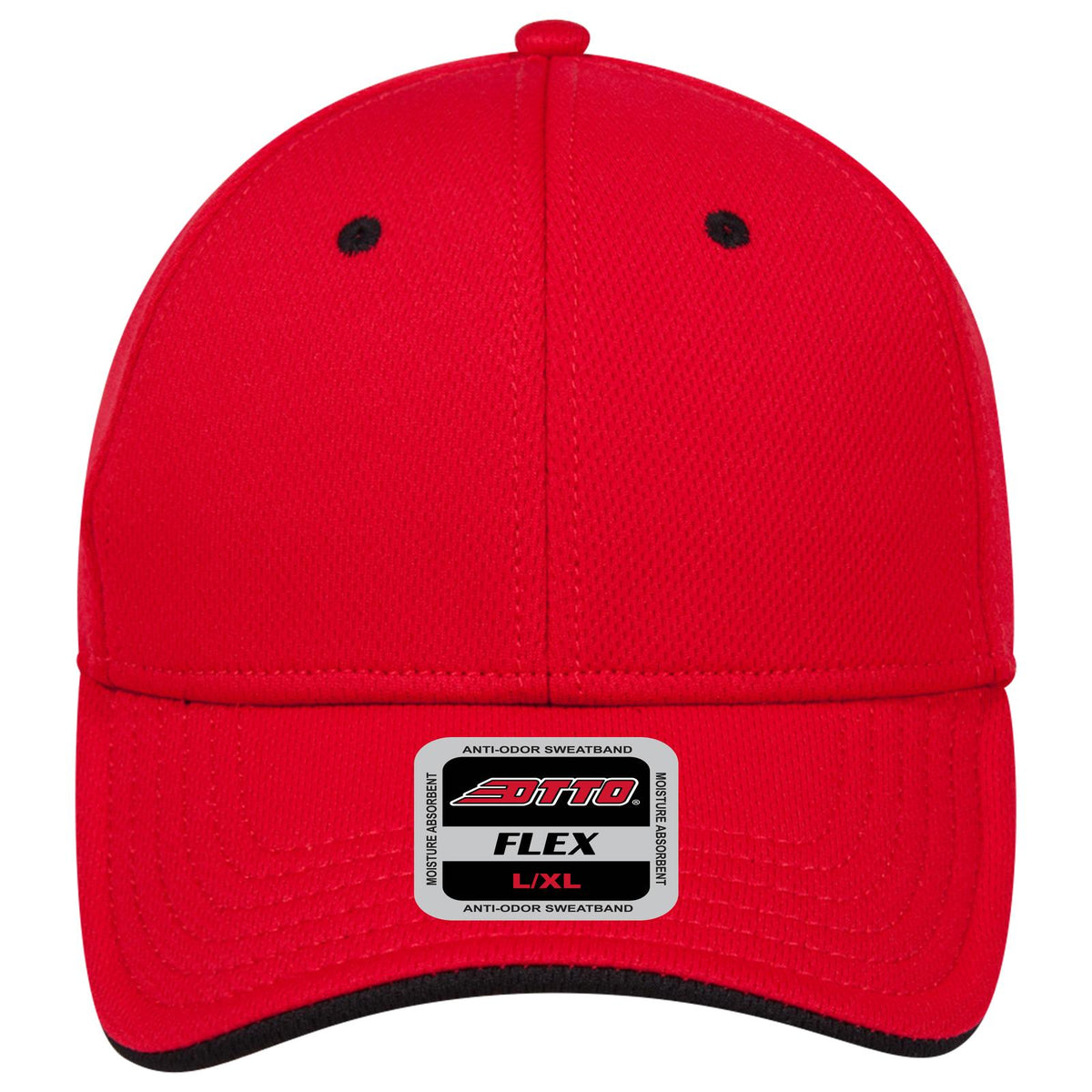 Front View of 0203 - Red/Blk OTTO CAP "OTTO FLEX" Fitted 6 Panel Low Profile Baseball Cap