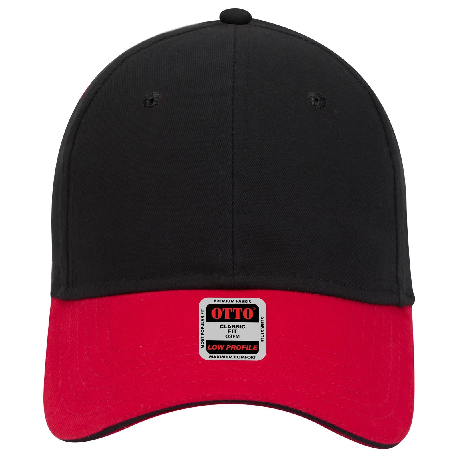 Right View of 020303 - Red/Blk/Blk OTTO CAP 6 Panel Low Profile Baseball Cap