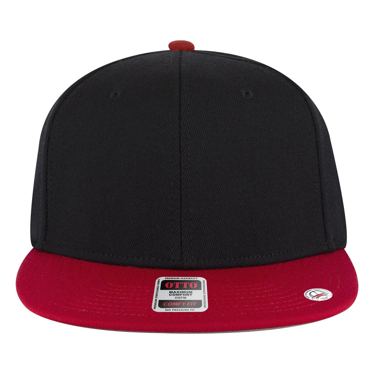 Front View of 020303 - Red/Blk/Blk OTTO CAP "OTTO COMFY FIT" 6 Panel Pro Style Snapback Hat
