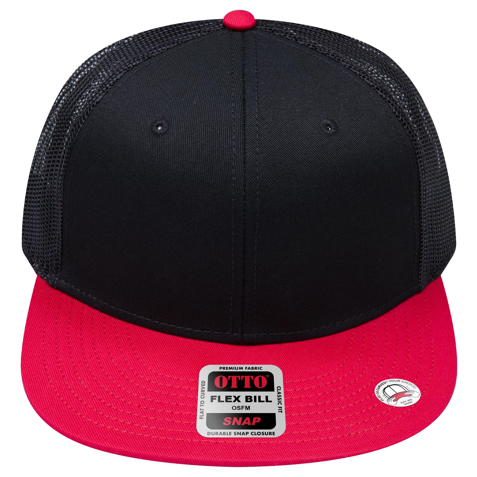 Right View of 020303 - Red/Blk/Blk OTTO CAP "OTTO SNAP" 6 Panel Pro Style Mesh Back Trucker Snapback Hat