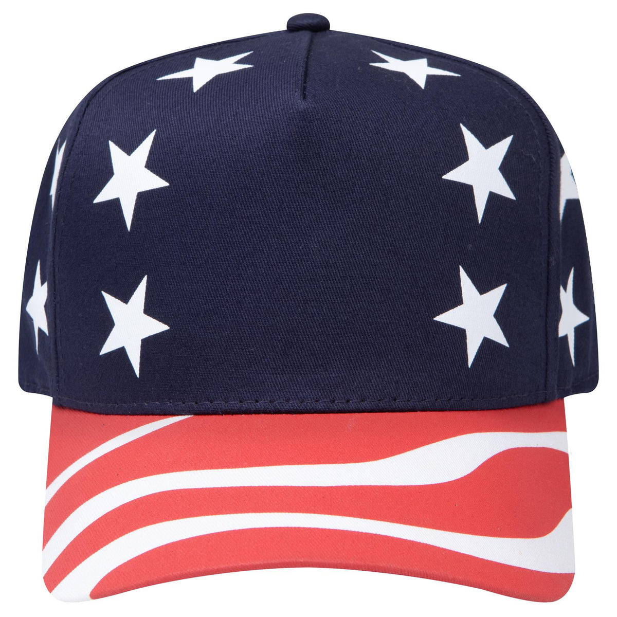 Front View of 0204 - Red/Nvy OTTO CAP 5 Panel Mid Profile Baseball Cap