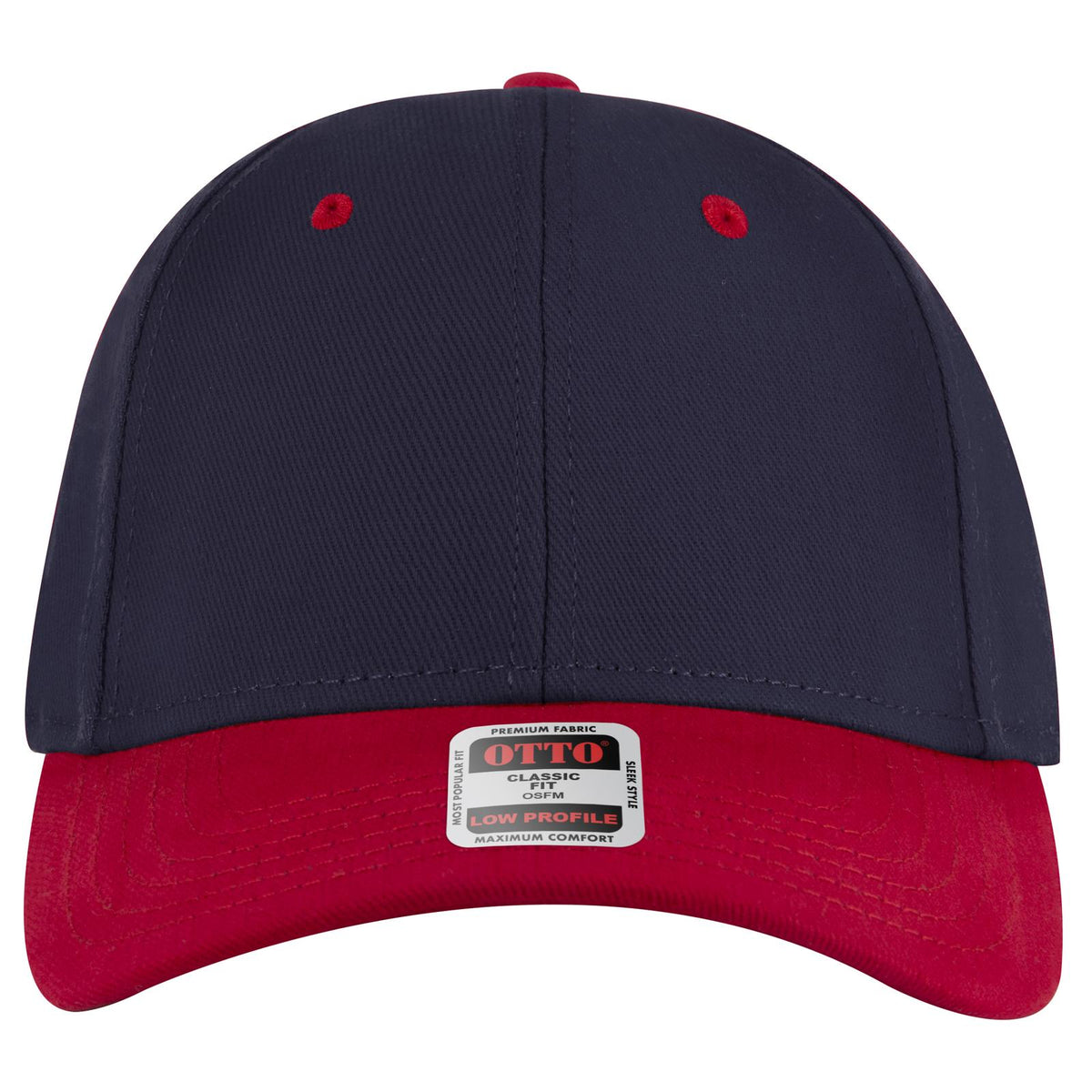Front View of 0204 - Red/Nvy OTTO CAP 6 Panel Low Profile Baseball Cap
