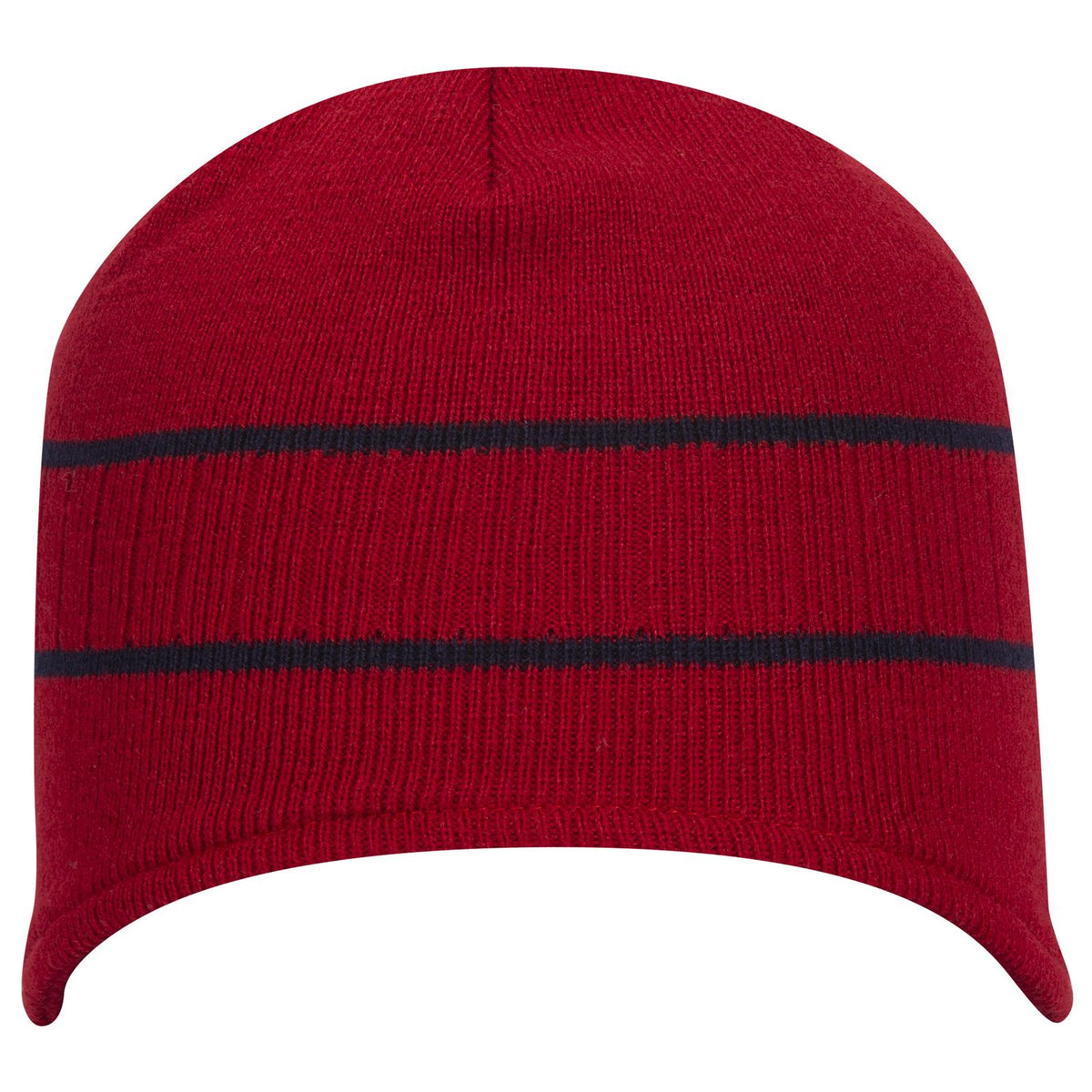 Front View of 0204 - Red/Nvy OTTO CAP Beanie with Stripes
