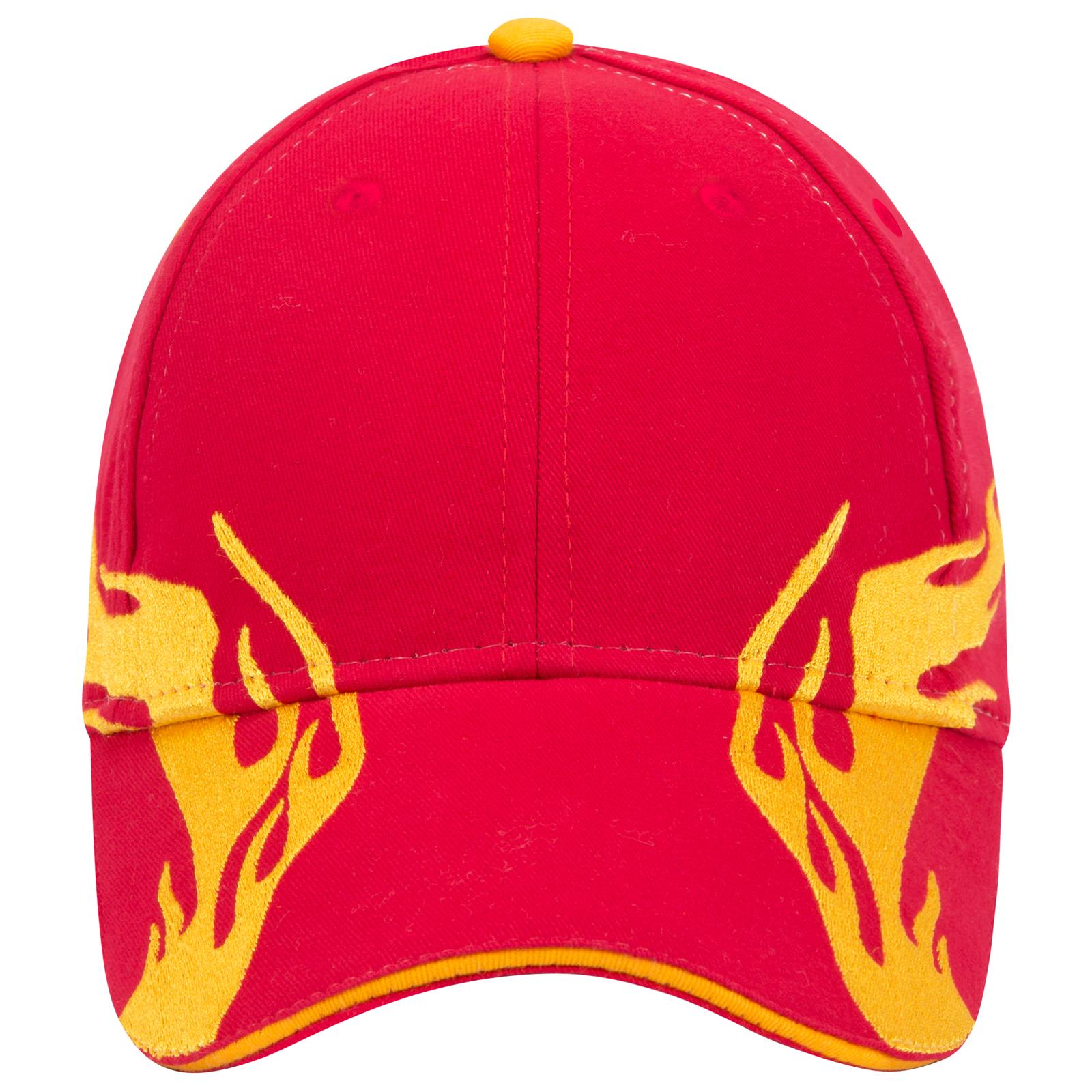 Front View of 020606D - Red/Gld/Gld OTTO CAP 6 Panel Low Profile Baseball Cap