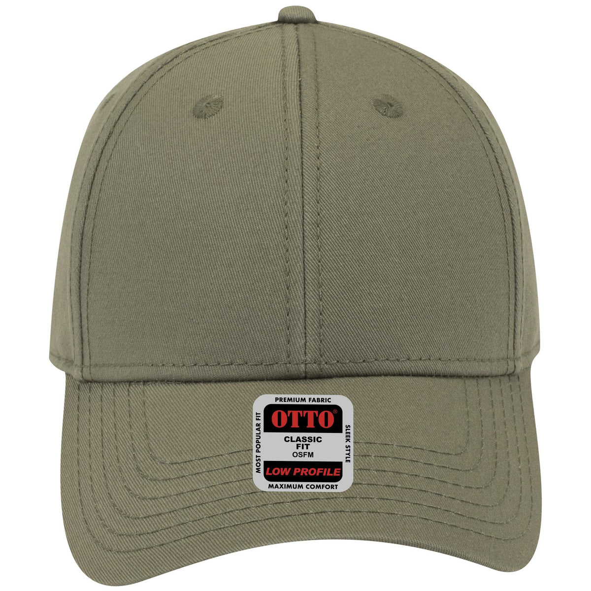 Front View of 021 - Ol. Green OTTO CAP 6 Panel Low Profile Baseball Cap