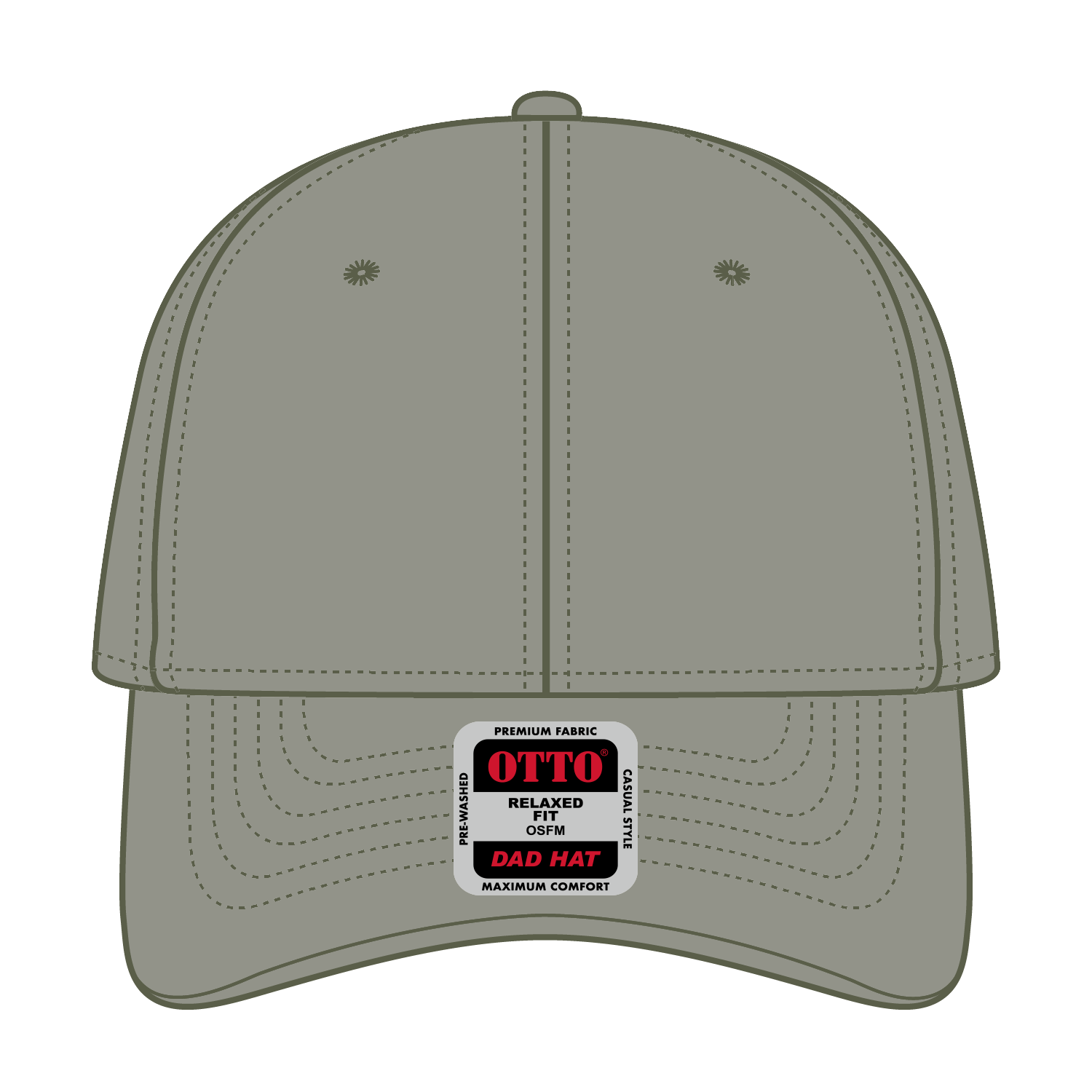 Front View of 021 - Ol. Green OTTO CAP 6 Panel Low Profile Dad Hat