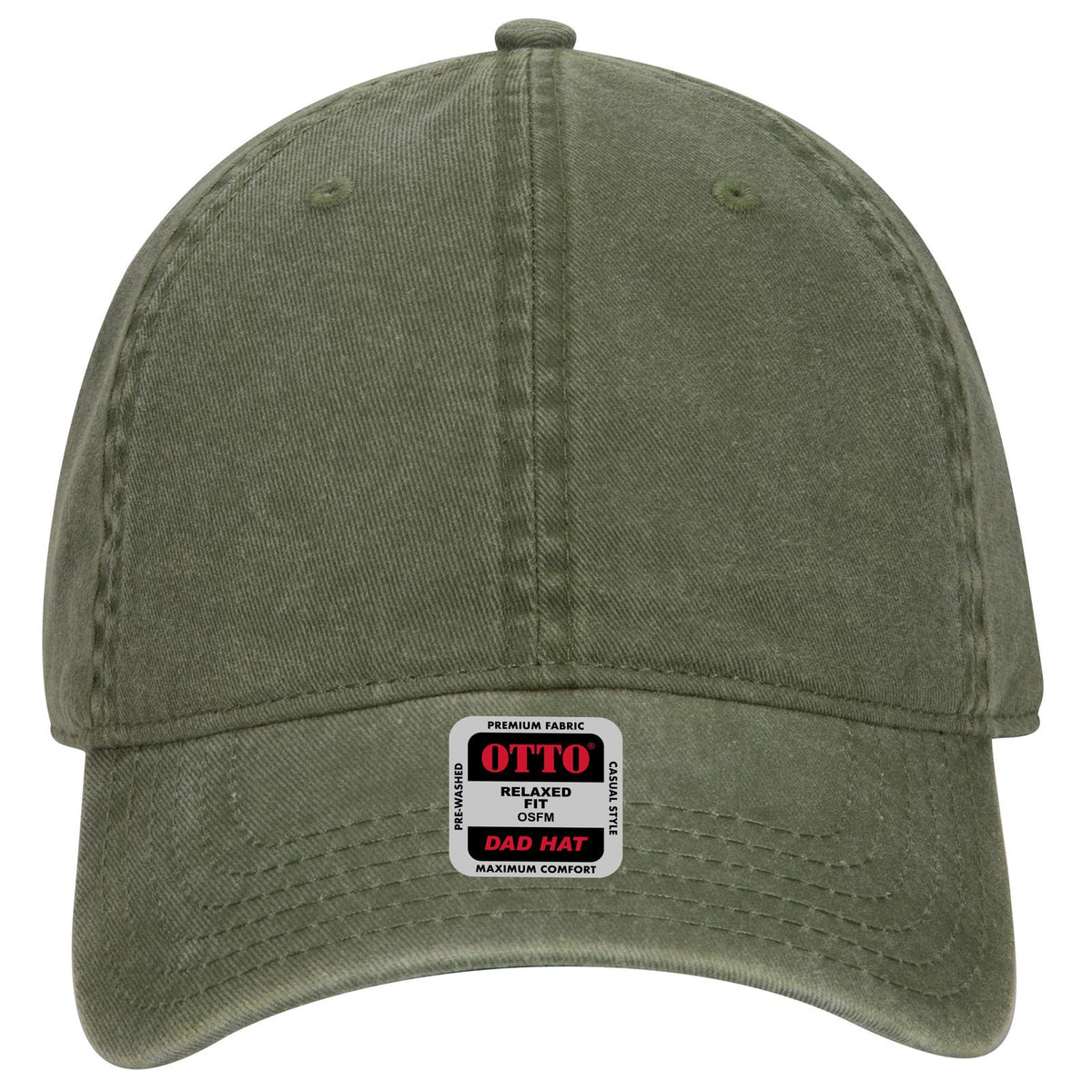 Front View of 021 - Ol. Green OTTO CAP 6 Panel Low Profile Dad Hat