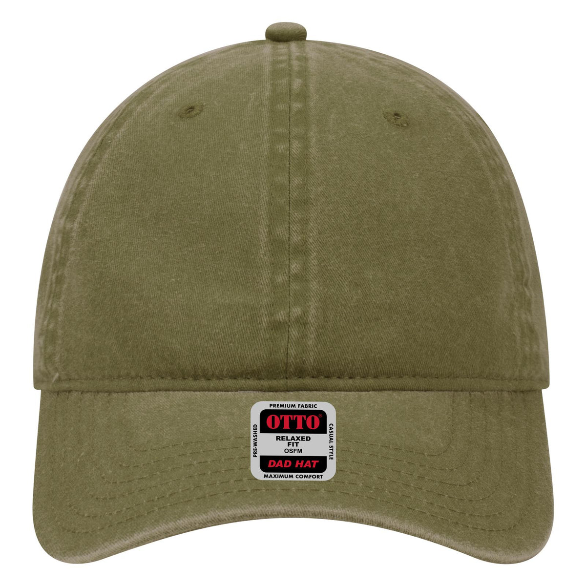 Front View of 021 - Ol. Green OTTO CAP 6 Panel Low Profile Dad Hat