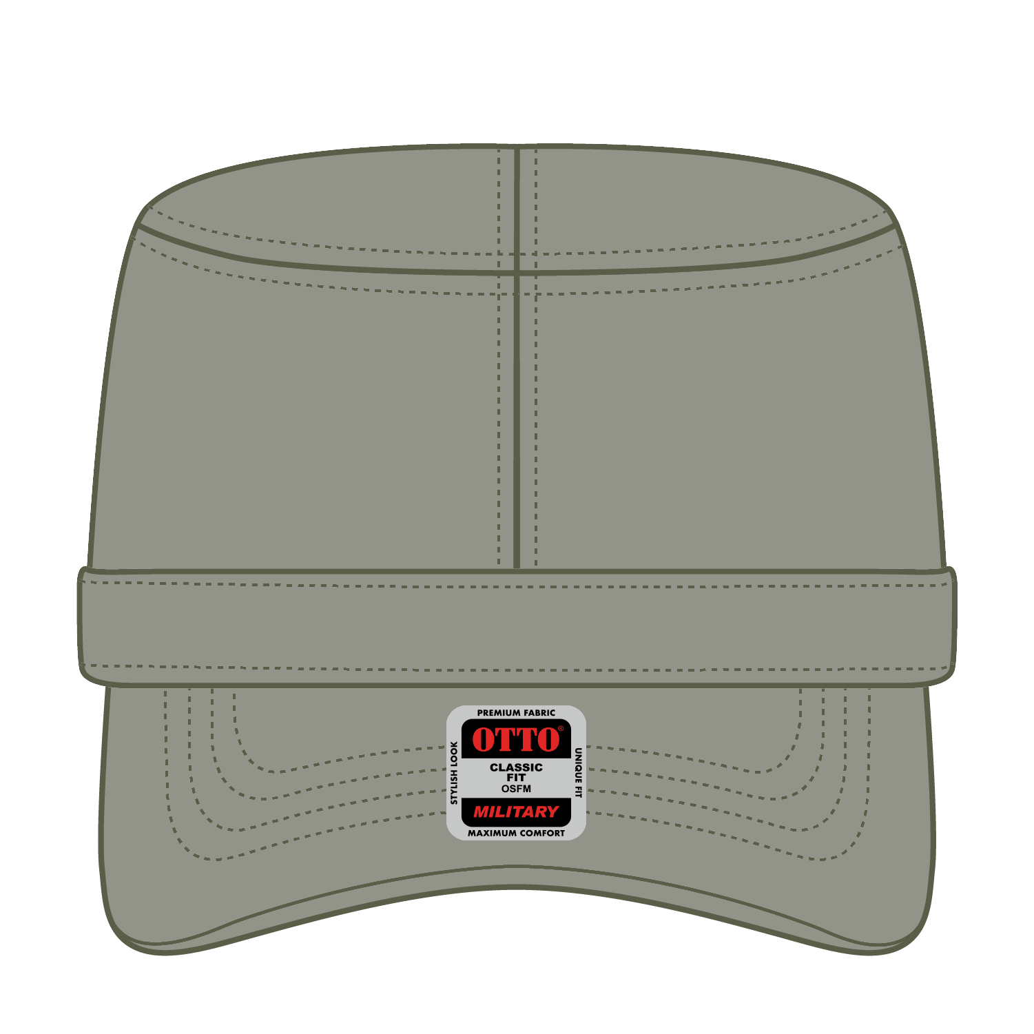 Front View of 021 - Ol. Green OTTO CAP Military Hat
