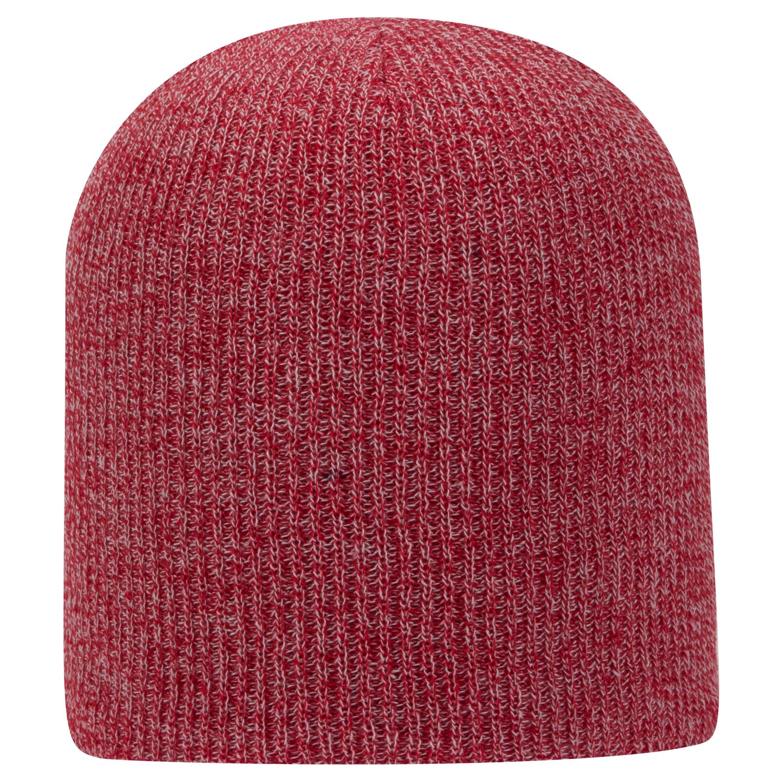 Front View of 0216 - Red/Wht OTTO CAP 9 1/2" Premium Rib Knit Beanie