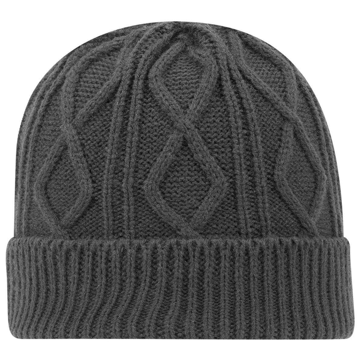 Front View of 025 - Char. Gray OTTO CAP 12" Cable Knit Beanie w/ Rib Knit Cuff