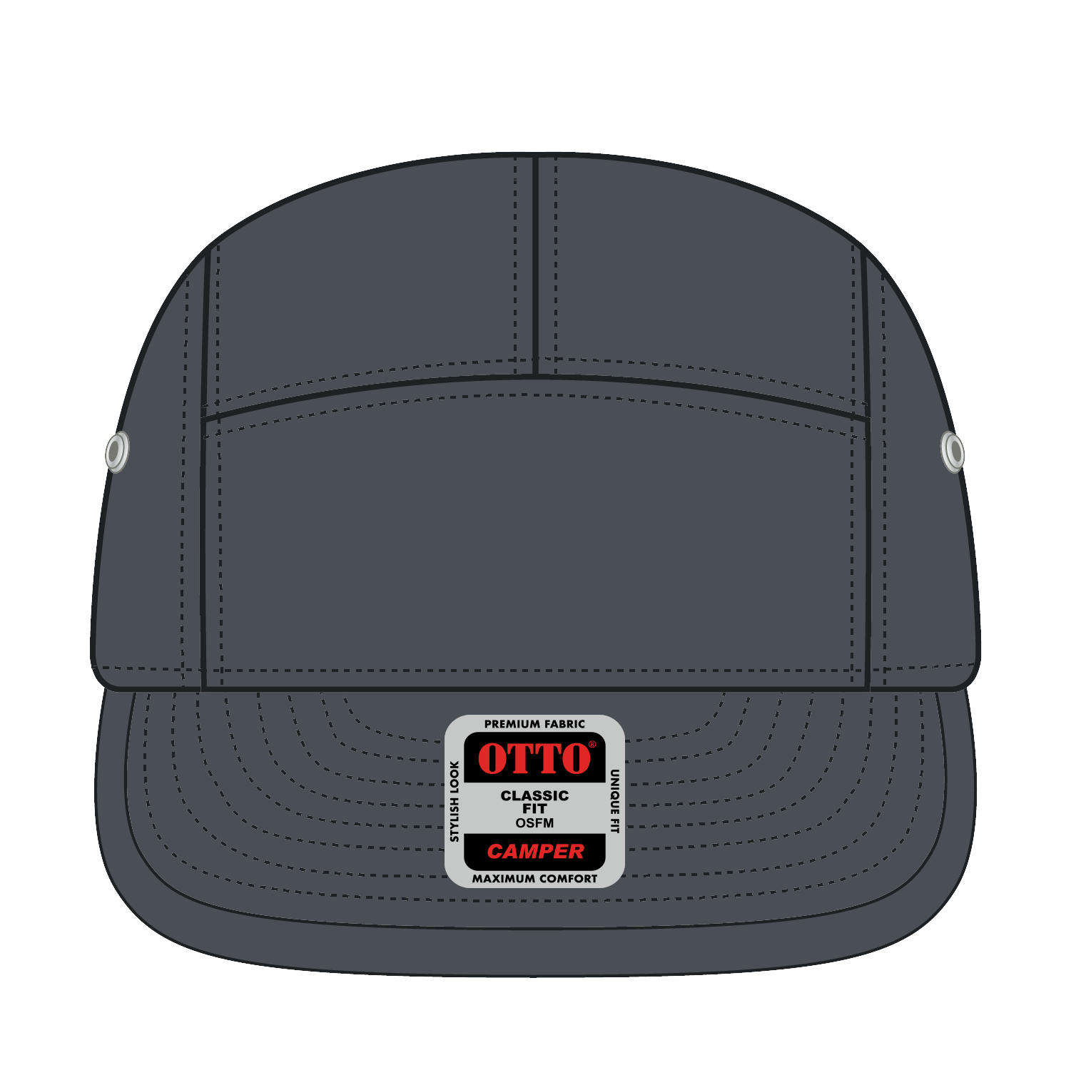Front View of 025 - Char. Gray OTTO CAP 5 Panel Camper Hat