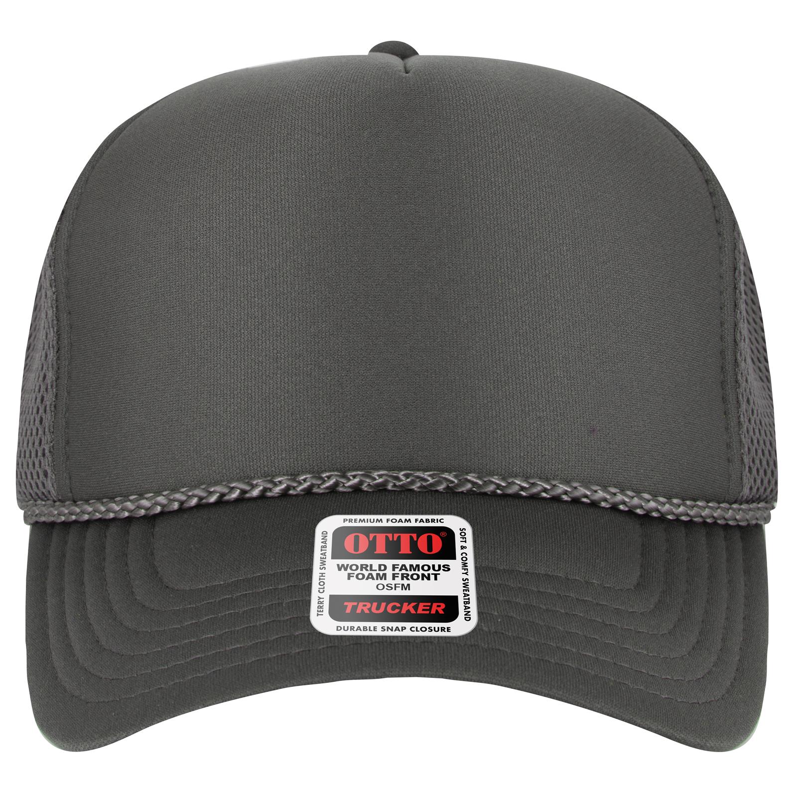 Right View of 025 - Char. Gray OTTO CAP 5 Panel High Crown Air Mesh Back Trucker Hat