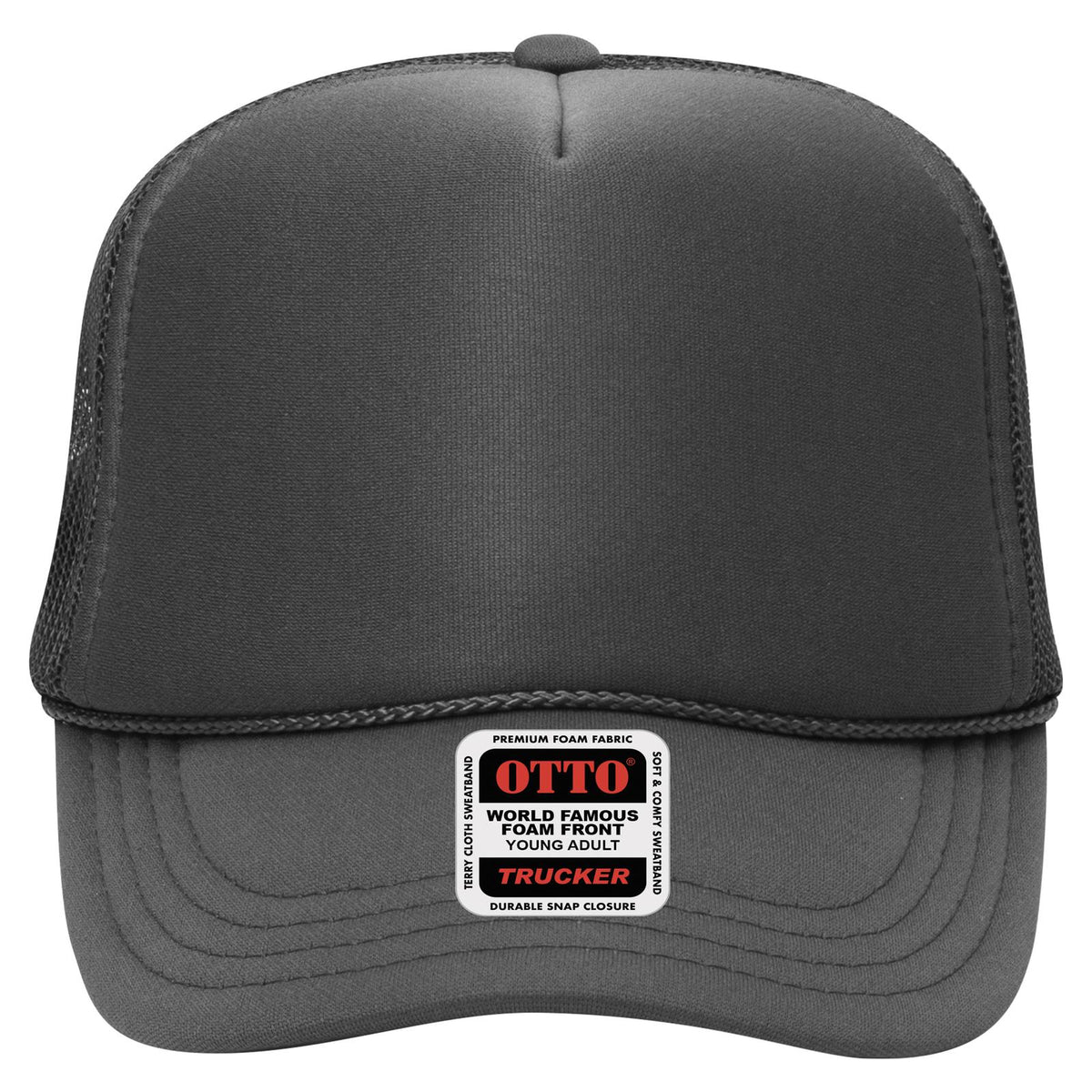 Front View of 025 - Char. Gray OTTO CAP 5 Panel High Crown Mesh Back Trucker Hat
