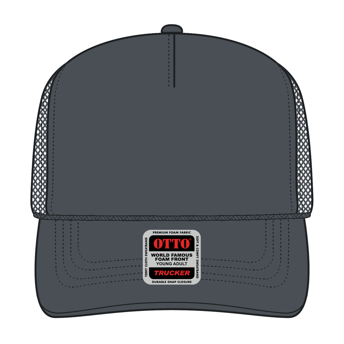 Front View of 025 - Char. Gray OTTO CAP 5 Panel High Crown Mesh Back Trucker Hat