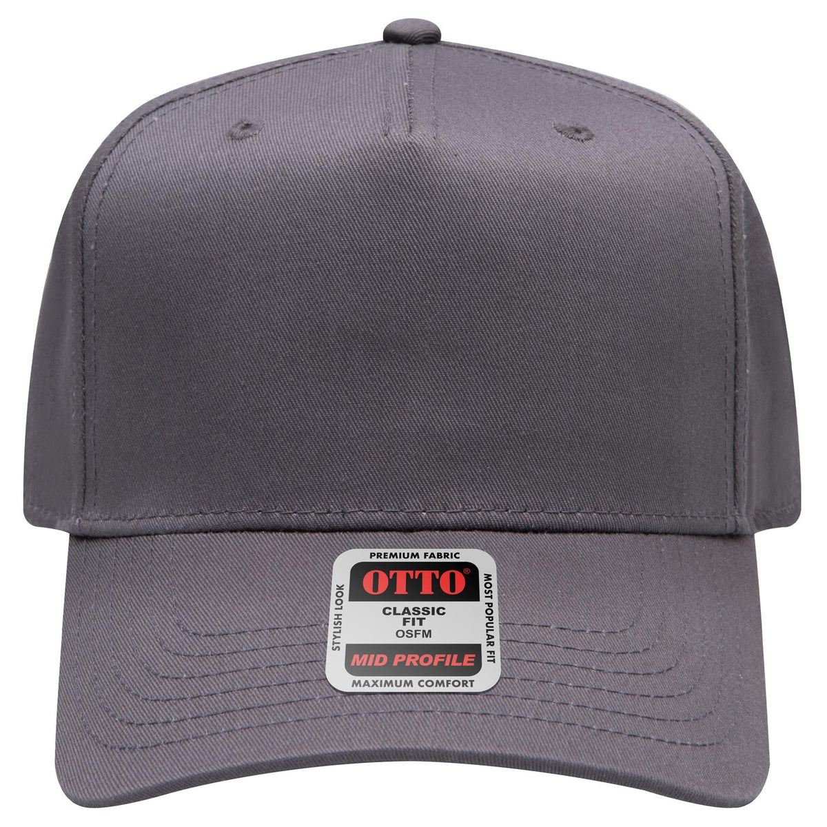 Front View of 025 - Char. Gray OTTO CAP 5 Panel Mid Profile Baseball Cap