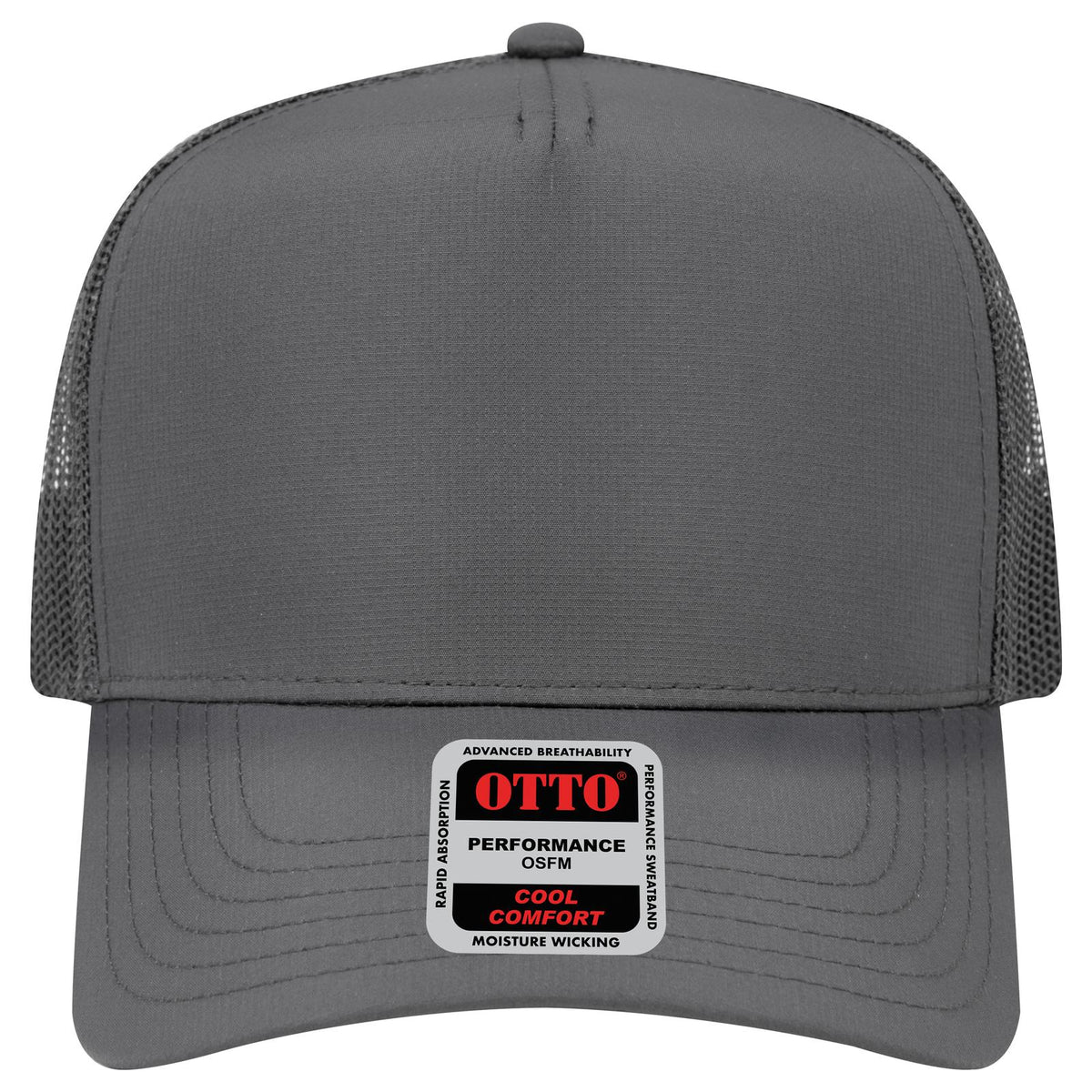 Front View of 025 - Char. Gray OTTO CAP 5 Panel Mid Profile Mesh Back Trucker Hat