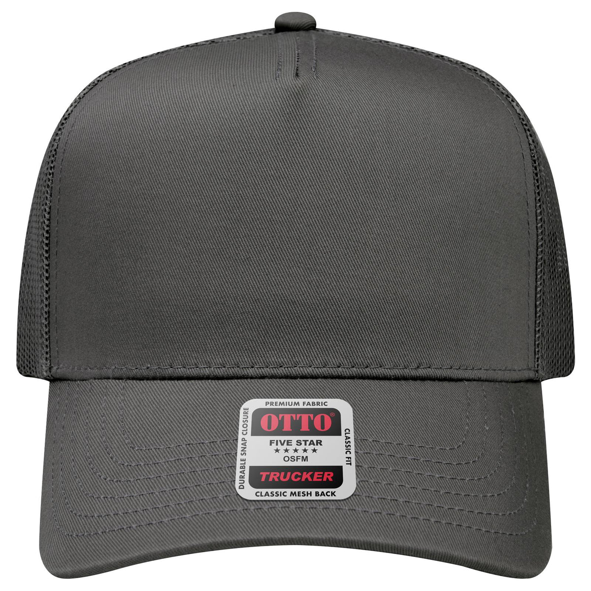 Front View of 025 - Char. Gray OTTO CAP 5 Panel Mid Profile Mesh Back Trucker Hat