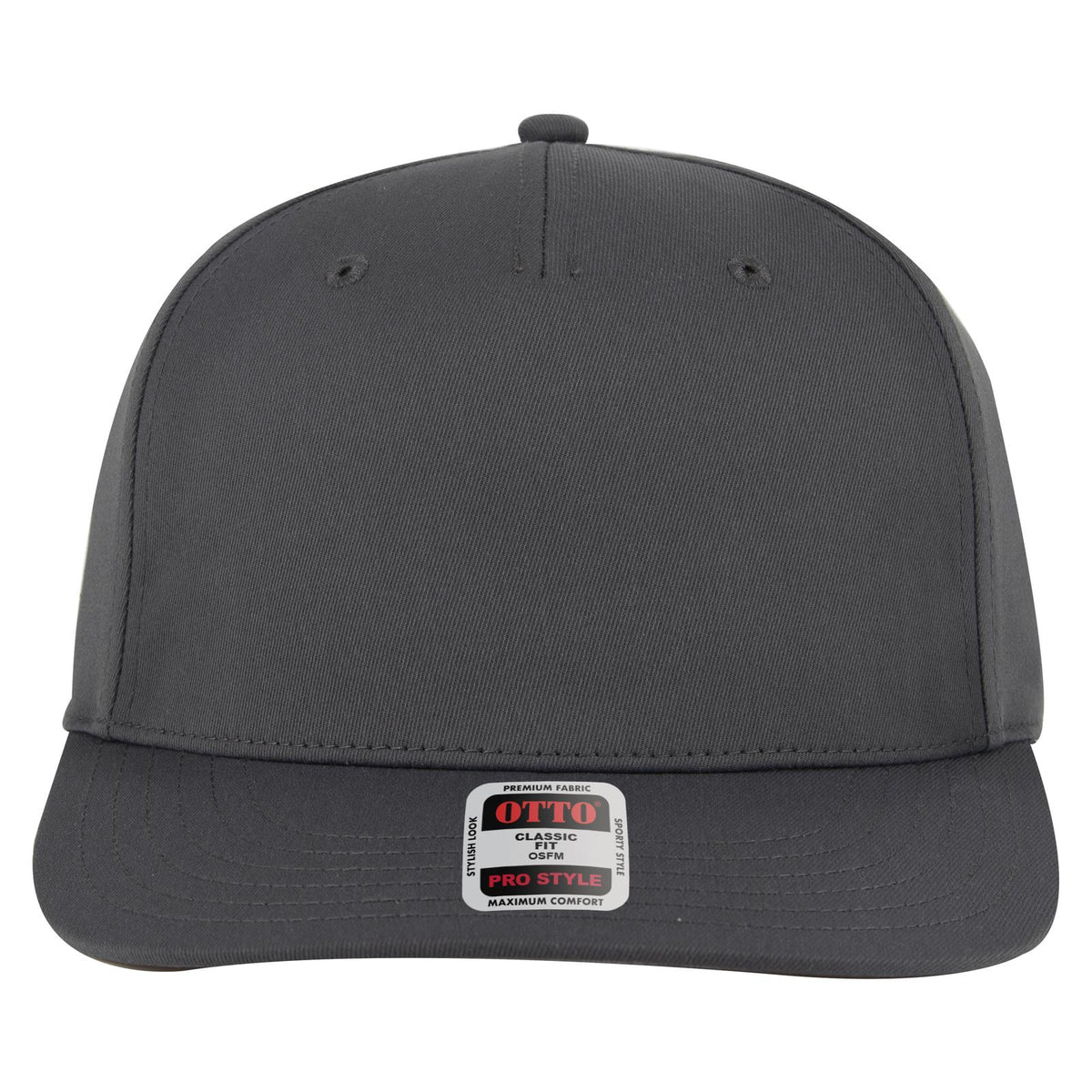 Front View of 025 - Char. Gray OTTO CAP 5 Panel Pro Style Baseball Cap