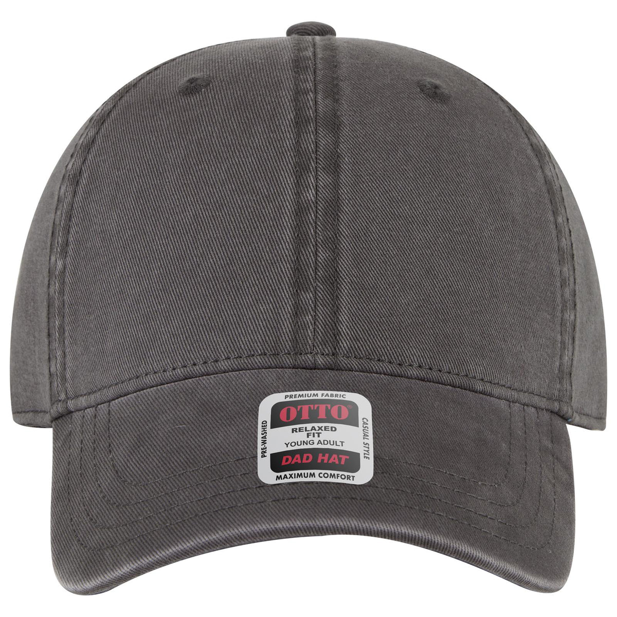 Front View of 025 - Char. Gray OTTO CAP 6 Panel Low Profile Dad Hat