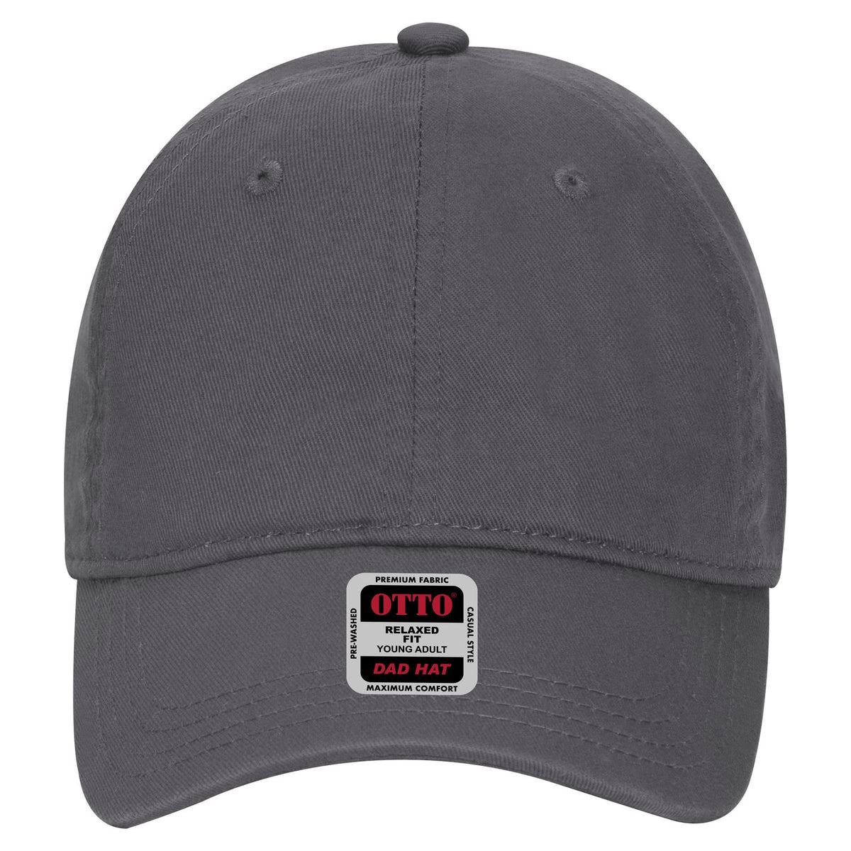 Front View of 025 - Char. Gray OTTO CAP 6 Panel Low Profile Dad Hat