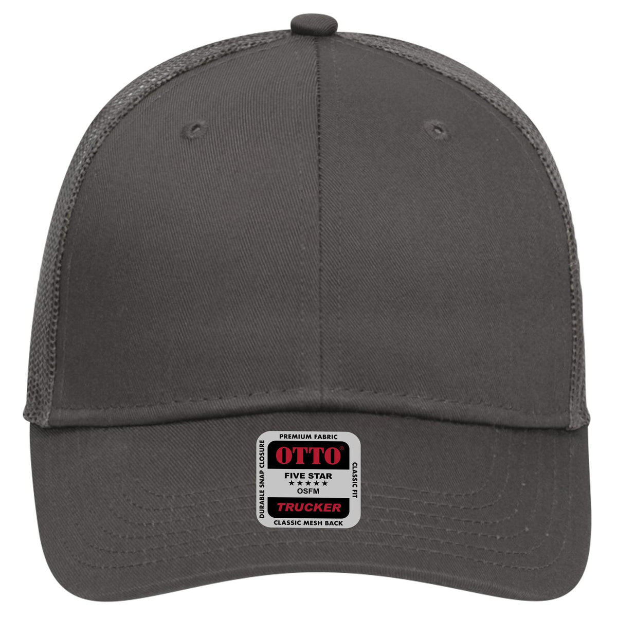 Front View of 025 - Char. Gray OTTO CAP 6 Panel Low Profile Mesh Back Trucker Hat