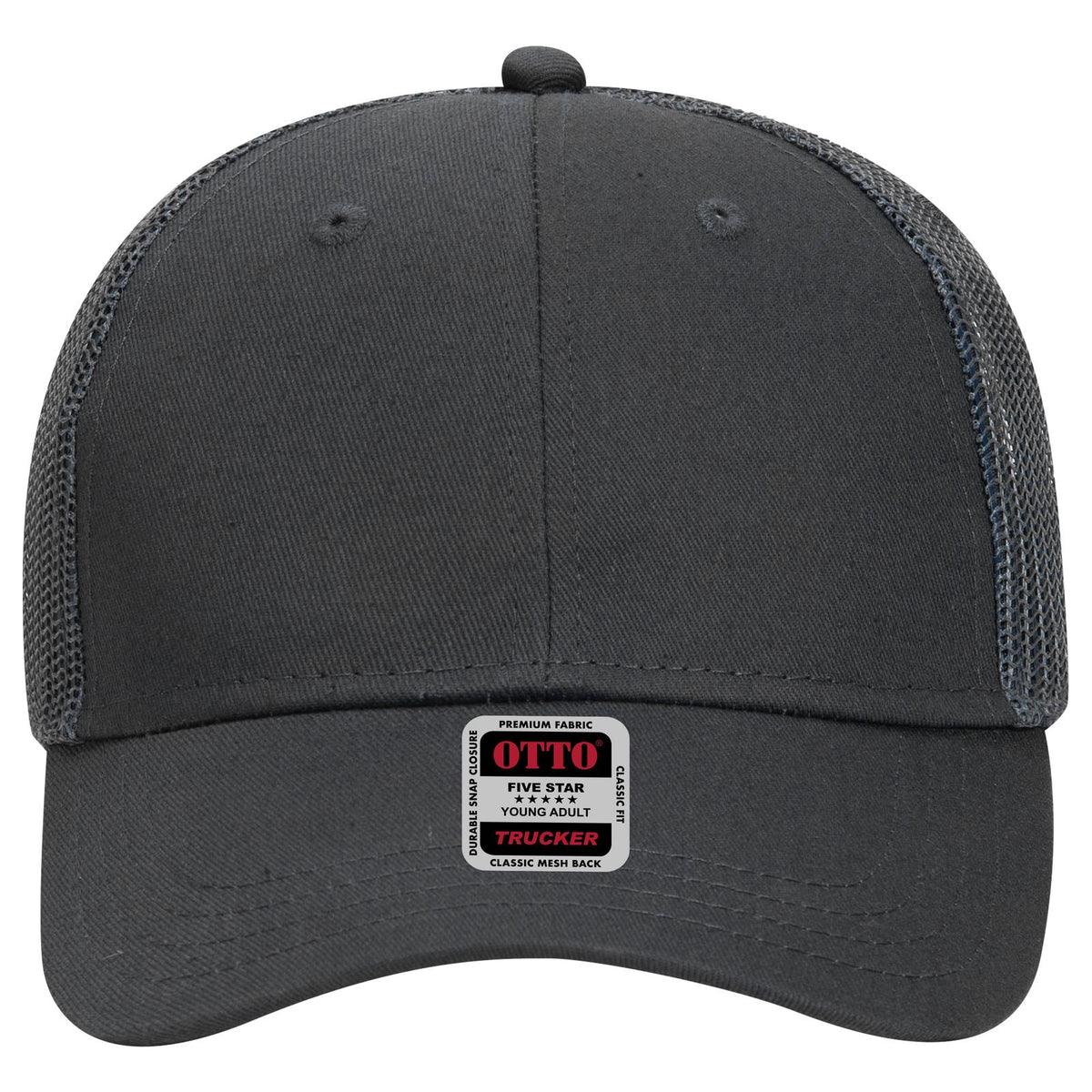 Front View of 025 - Char. Gray OTTO CAP 6 Panel Low Profile Mesh Back Trucker Hat