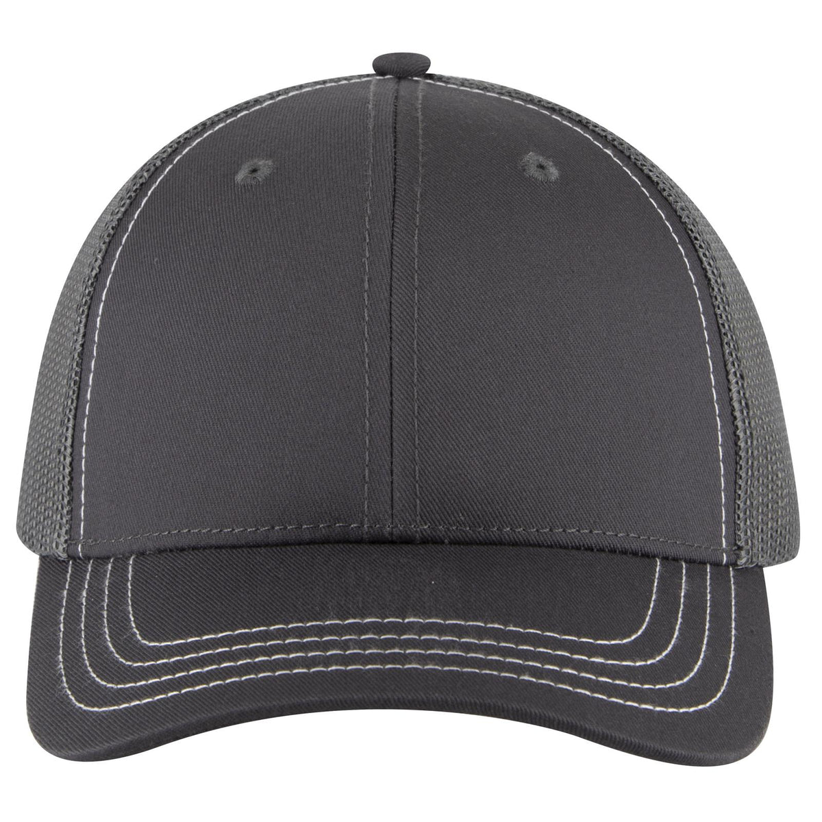 Front View of 025 - Char. Gray OTTO CAP 6 Panel Low Profile Mesh Back Trucker Hat