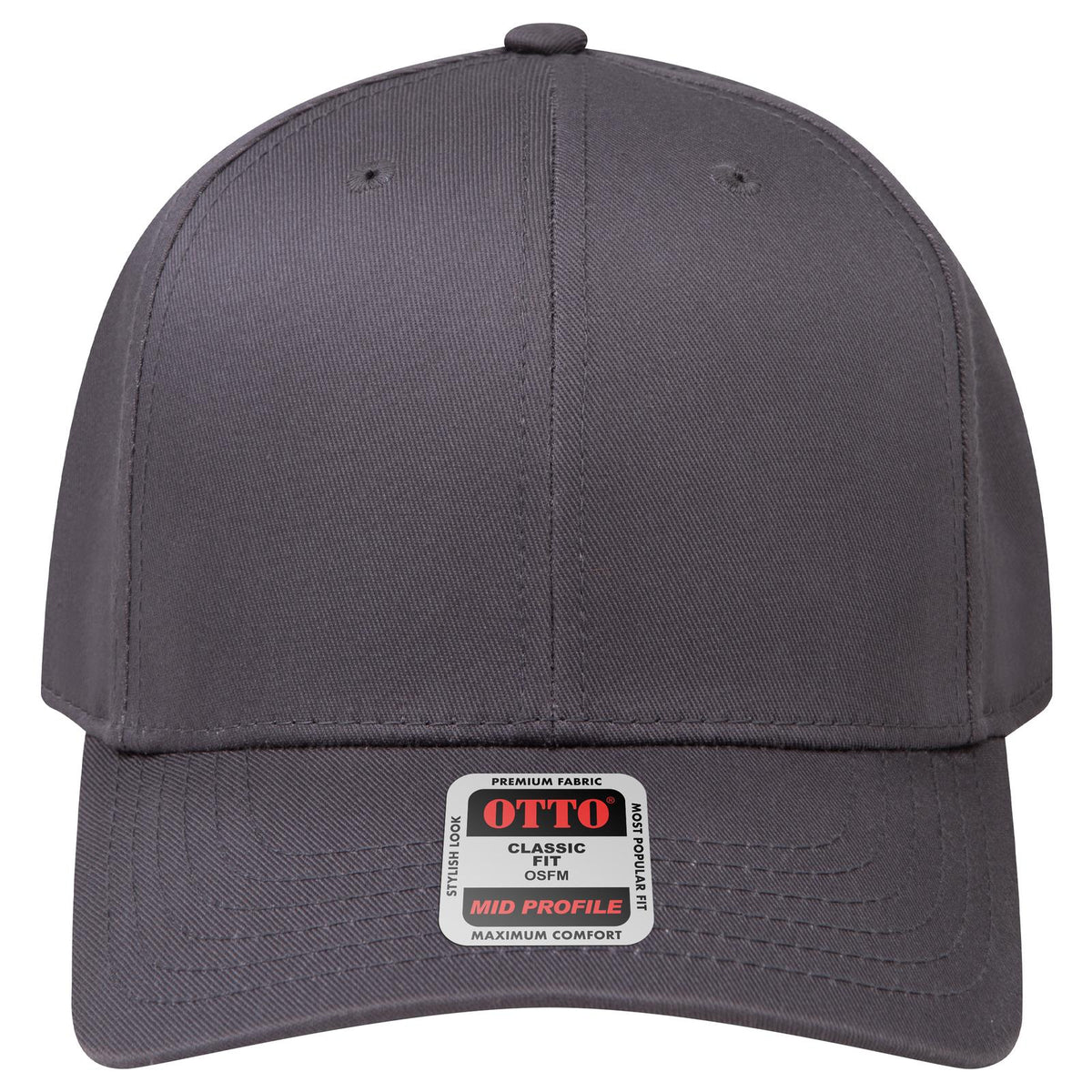 Front View of 025 - Char. Gray OTTO CAP 6 Panel Mid Profile Baseball Cap