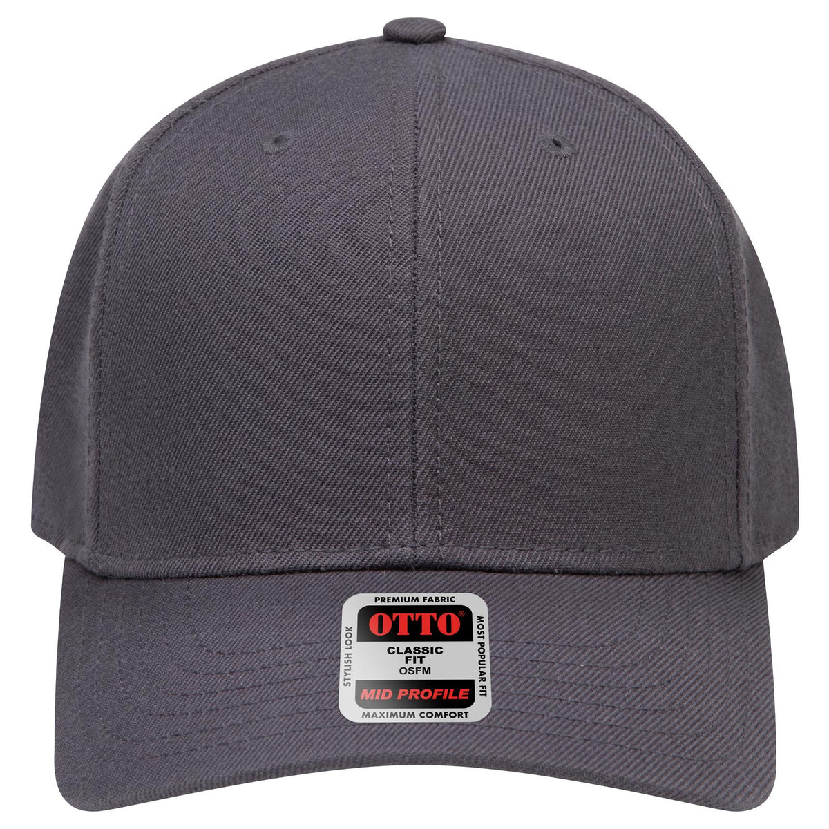 Front View of 025 - Char. Gray OTTO CAP 6 Panel Mid Profile Baseball Cap