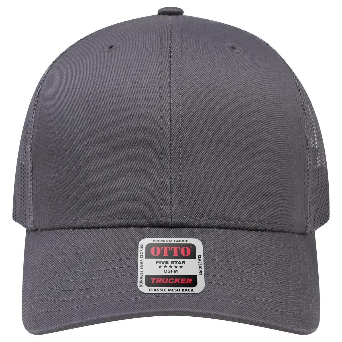 Front View of 025 - Char. Gray OTTO CAP 6 Panel Mid Profile Mesh Back Trucker Hat